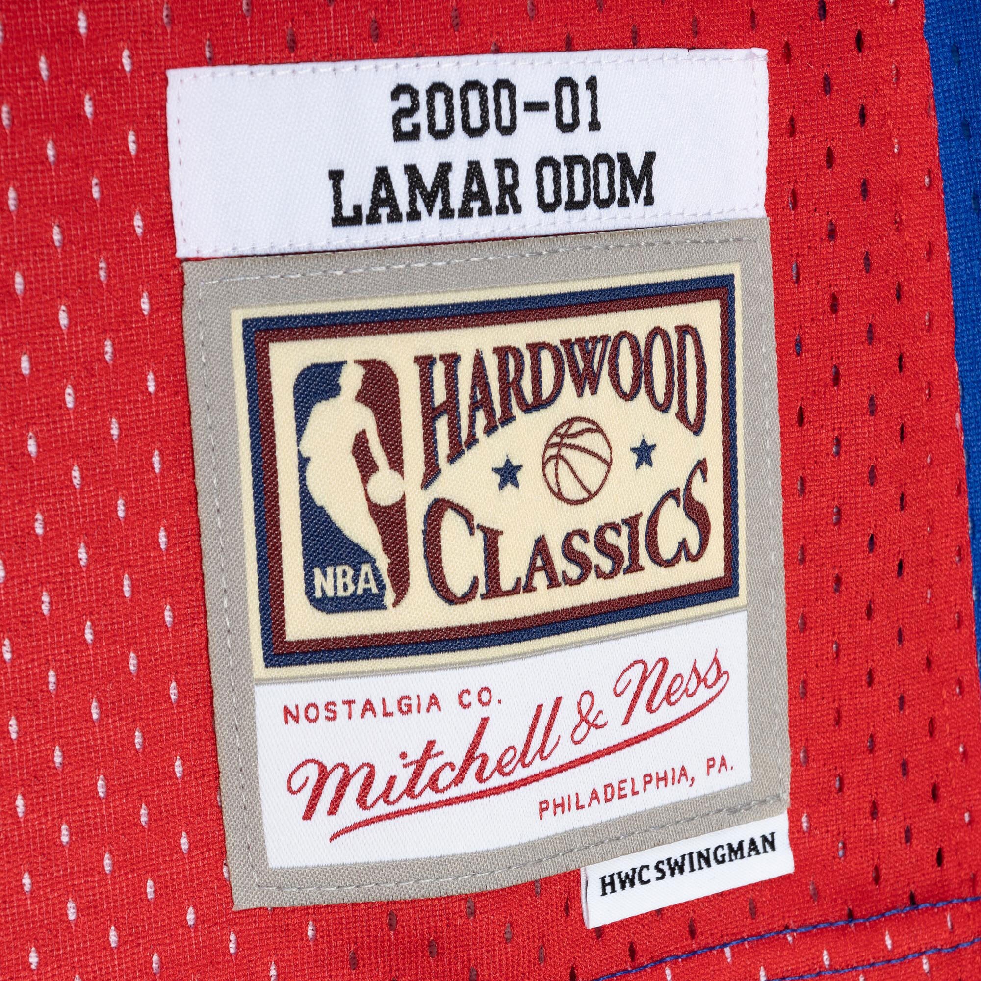 Lamar Odom LA Clippers Mitchell & Ness Hardwood Classics 2000/01 Split Swingman Jersey - Royal/Red - vstockx