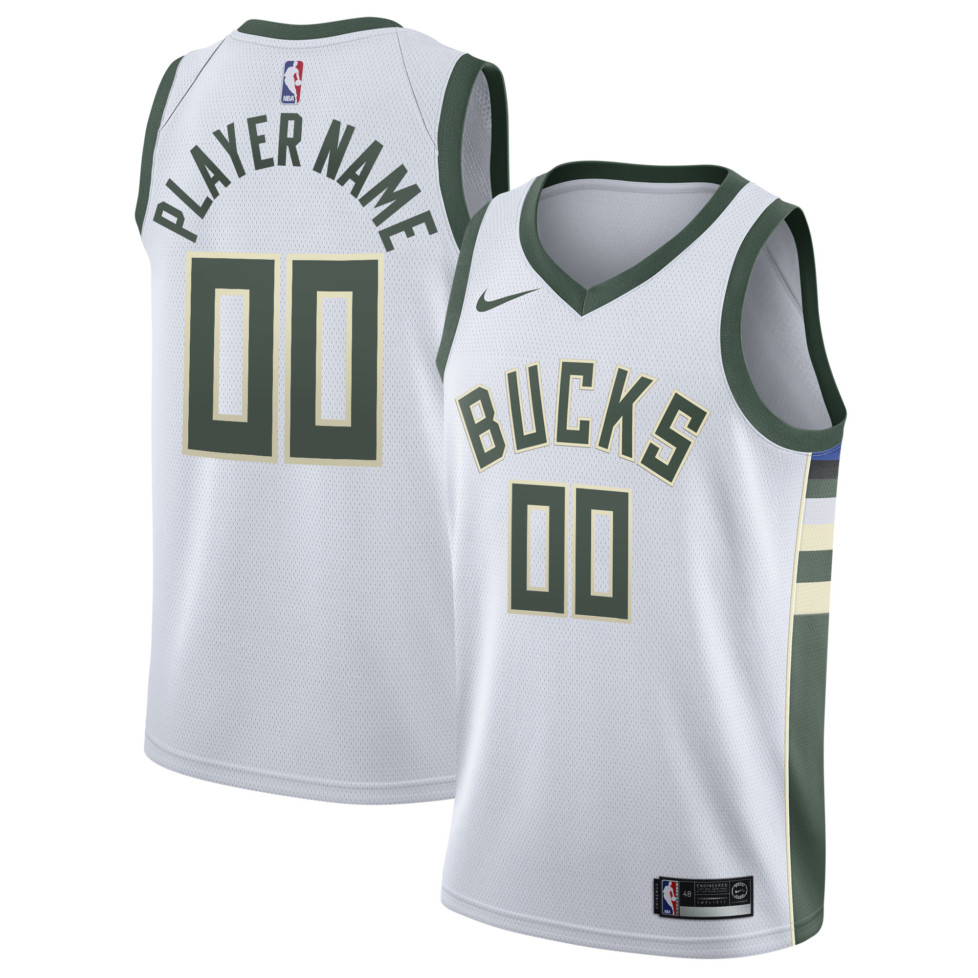 Milwaukee Bucks Nike 2020/21 Swingman Custom Jersey - Association Edition - White - vstockx