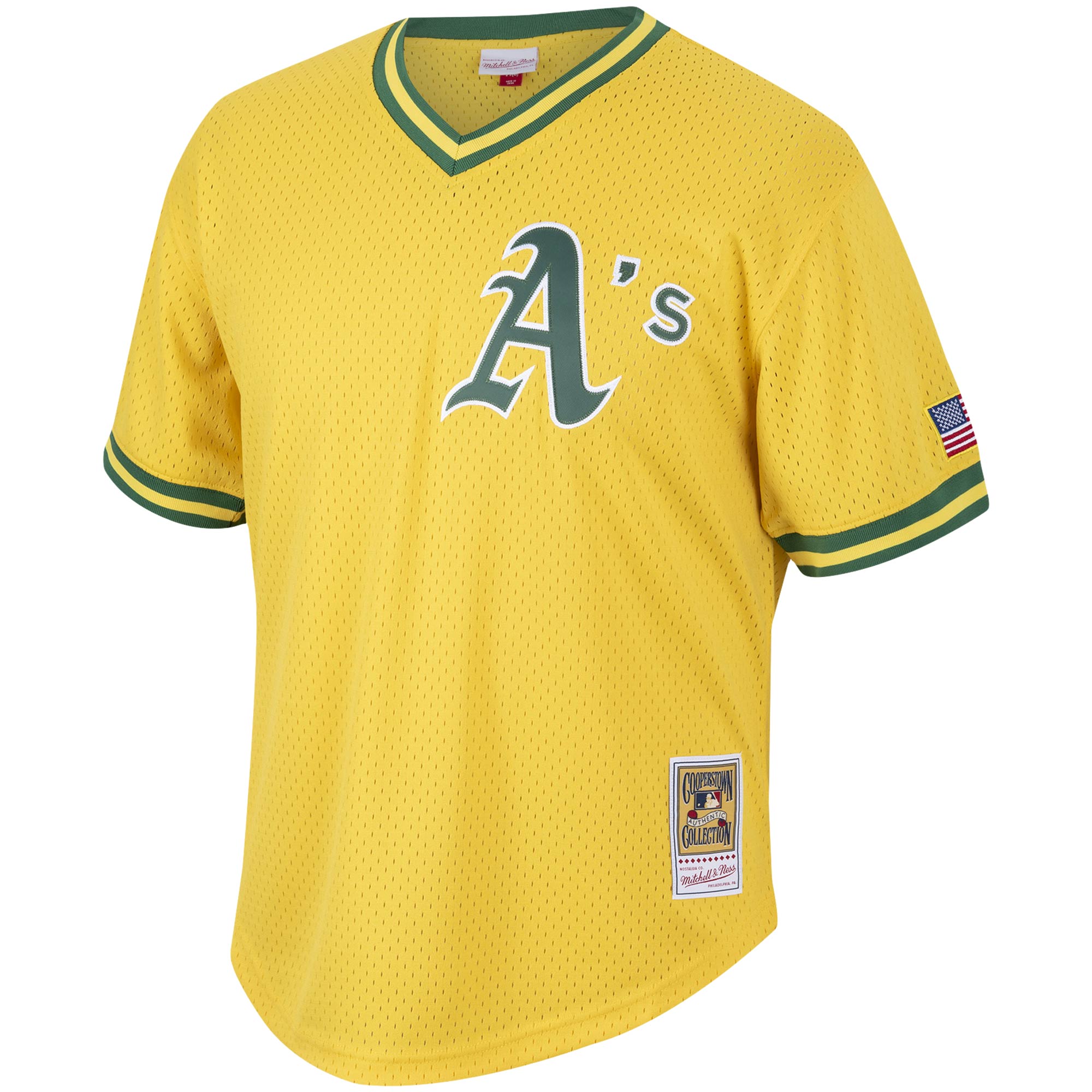 Mark McGwire Oakland Athletics Mitchell & Ness Cooperstown Collection Mesh Batting Practice Jersey - Gold - vstockx
