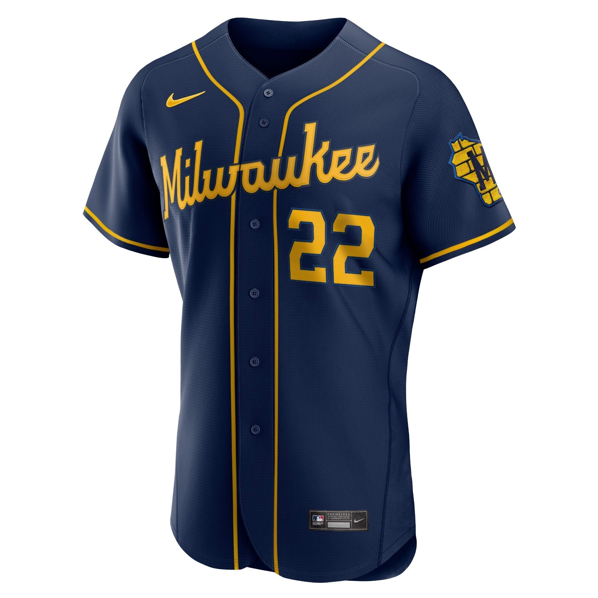 Men's Nike Christian Yelich Navy Milwaukee Brewers 50th Season Alternate Authentic Player Jersey - vstockx