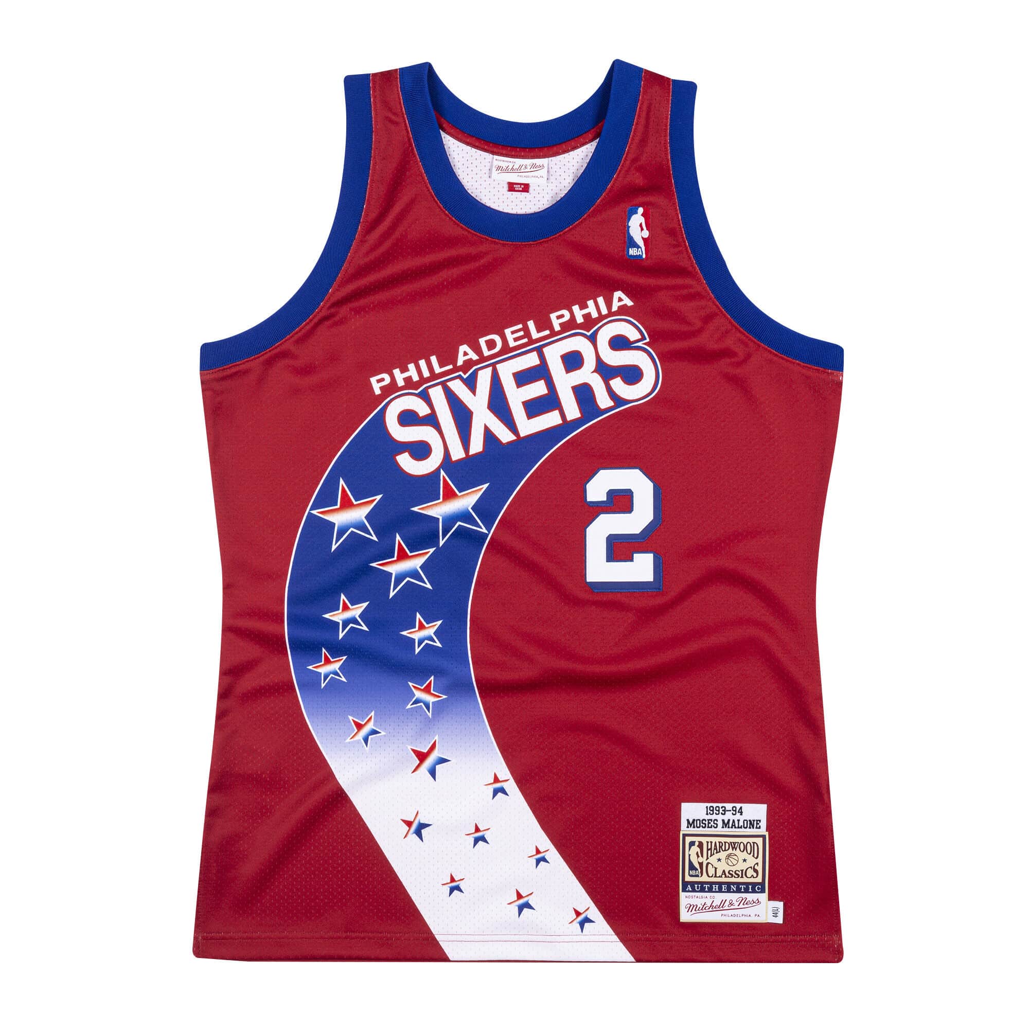 Authentic Jersey Philadelphia 76ers 1993-94 Moses Malone - vstockx