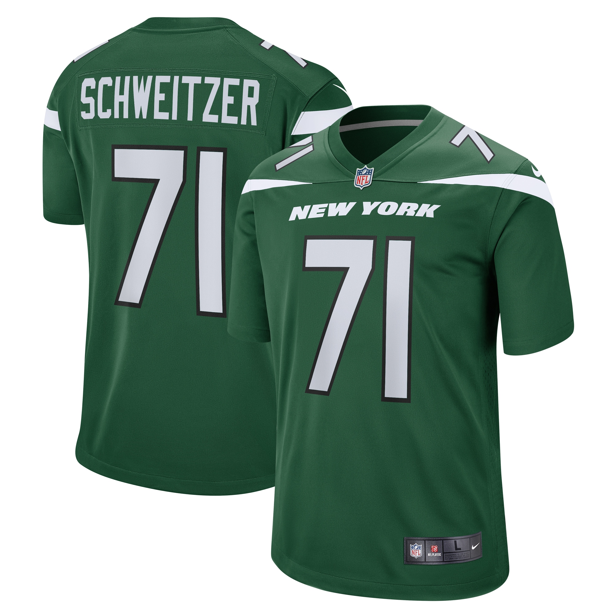Wes Schweitzer New York Jets Nike Game Jersey - Green - vstockx