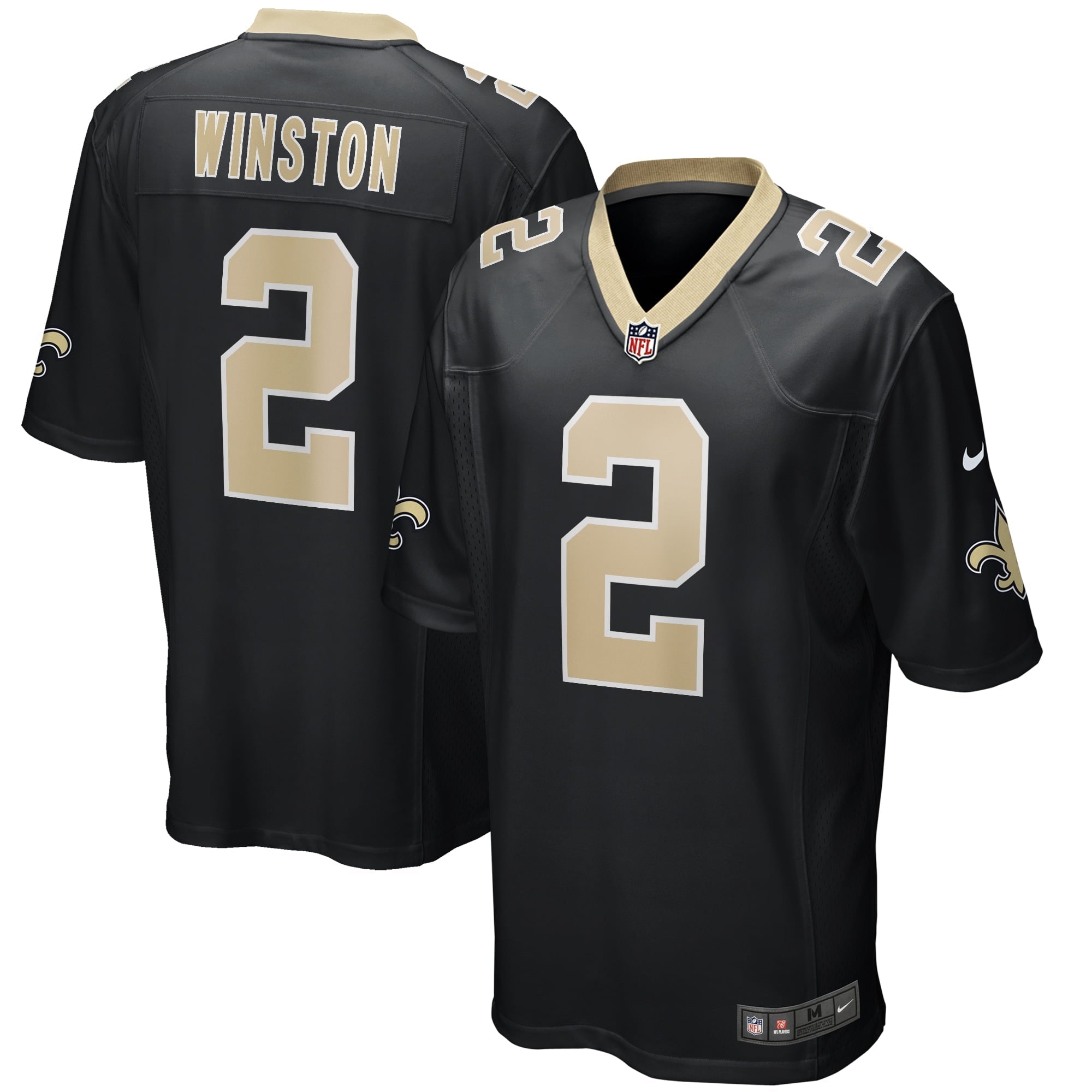 Men's Nike Jameis Winston Black New Orleans Saints Game Jersey - vstockx