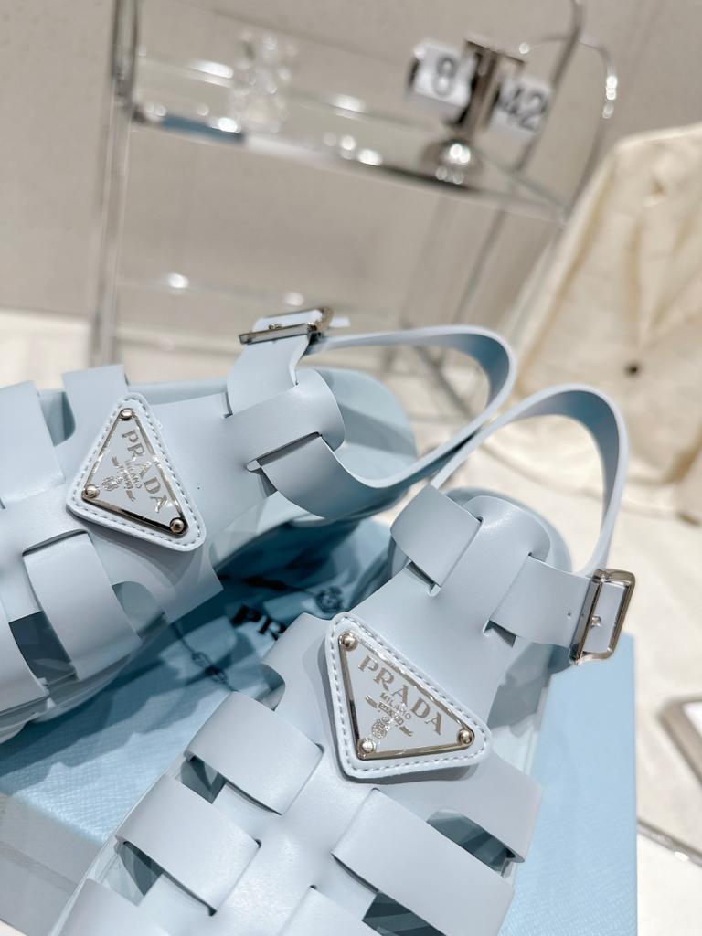 Prada Monolith Foam Rubber 55mm Sandals Light Blue - vstockx