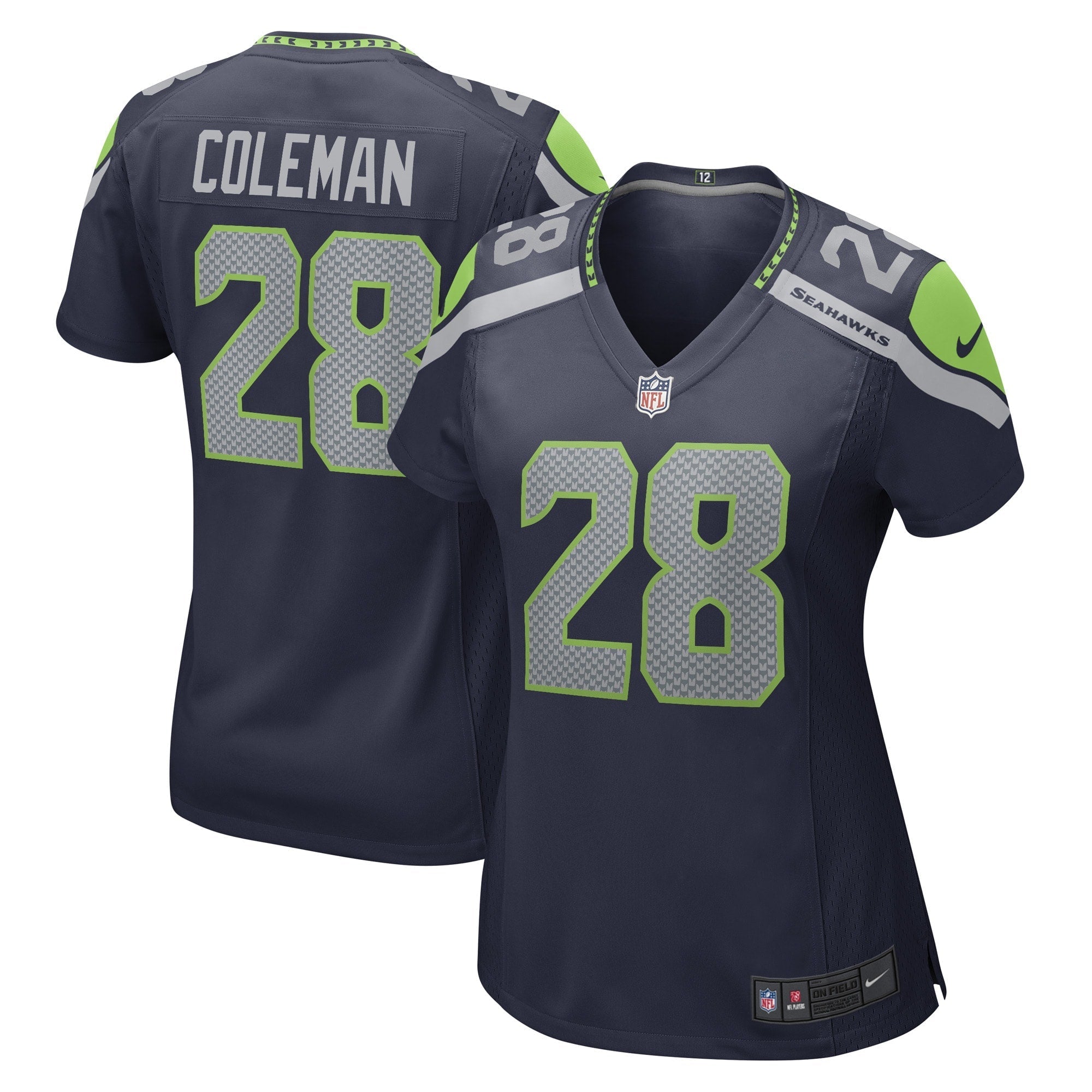 Women's Nike Justin Coleman College Navy Seattle Seahawks Game Player Jersey - vstockx