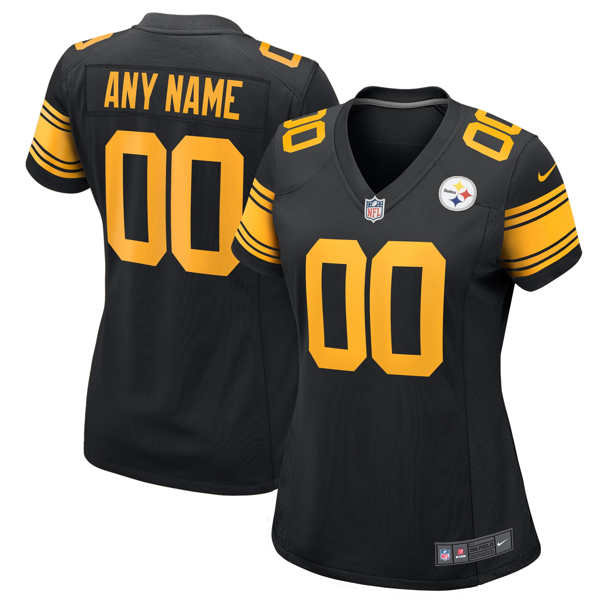 Pittsburgh Steelers Nike Women's Alternate Custom Game Jersey - Black - vstockx