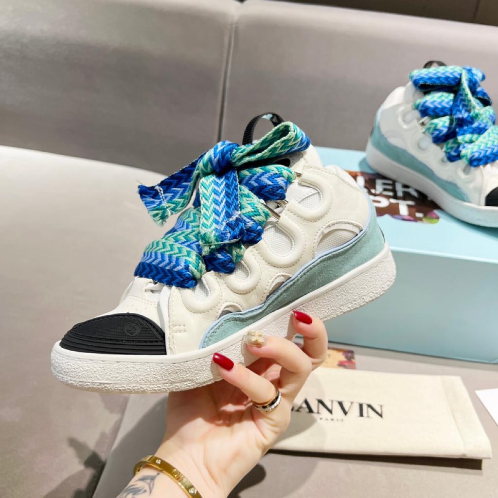 Lanvin Curb Sneaker White Blue - vstockx