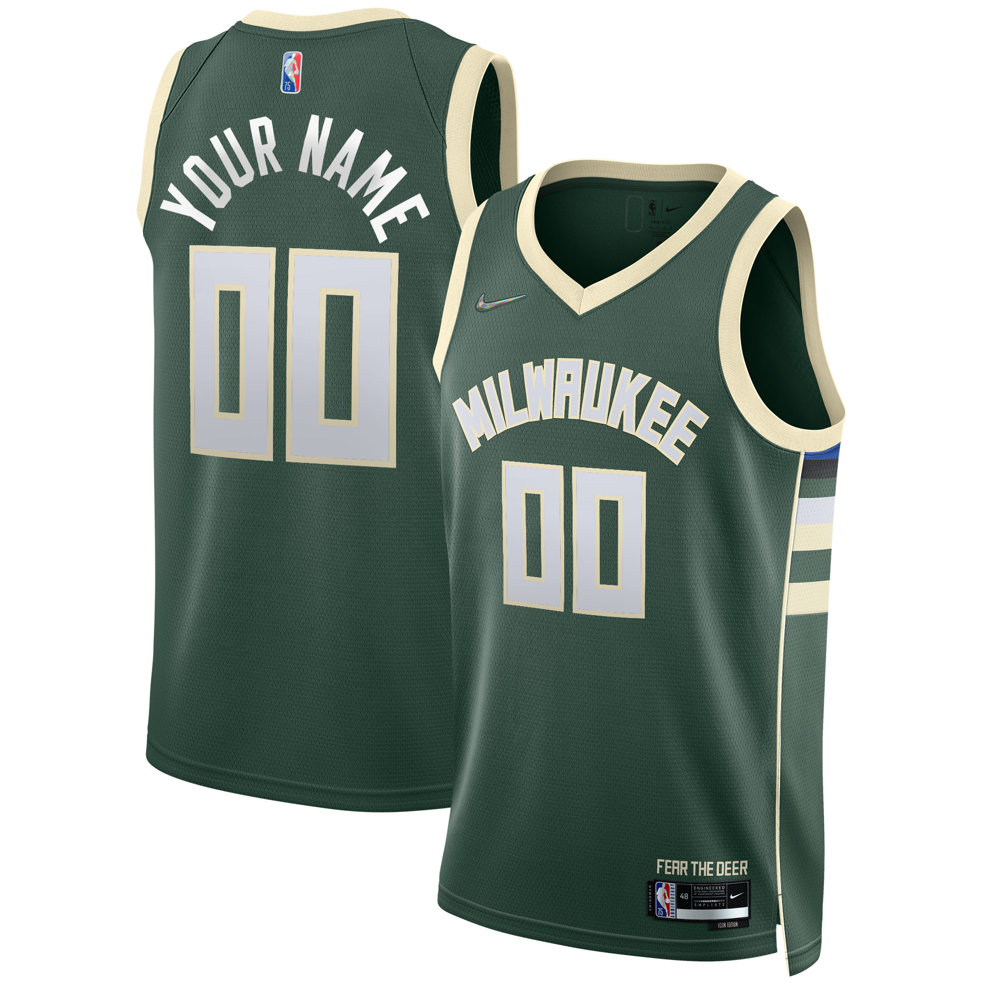 Milwaukee Bucks Nike 2021/22 Diamond Swingman Custom Jersey - Icon Edition - Hunter Green - vstockx