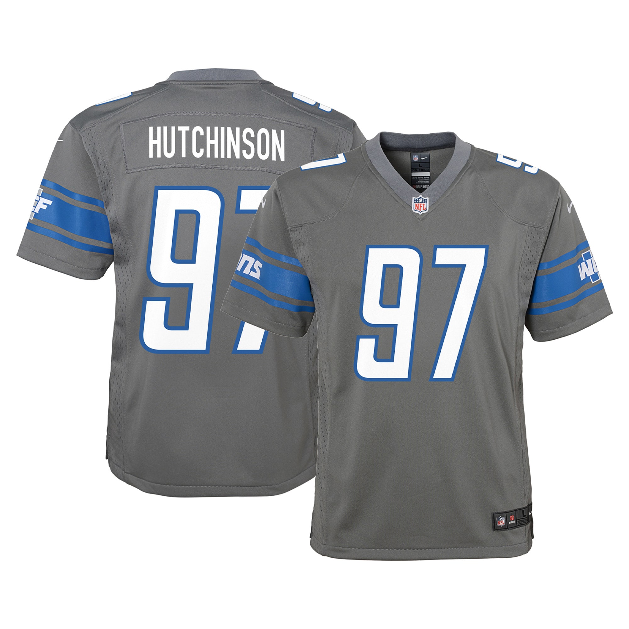 Aidan Hutchinson Detroit Lions Nike Youth Game Jersey - Steel - vstockx