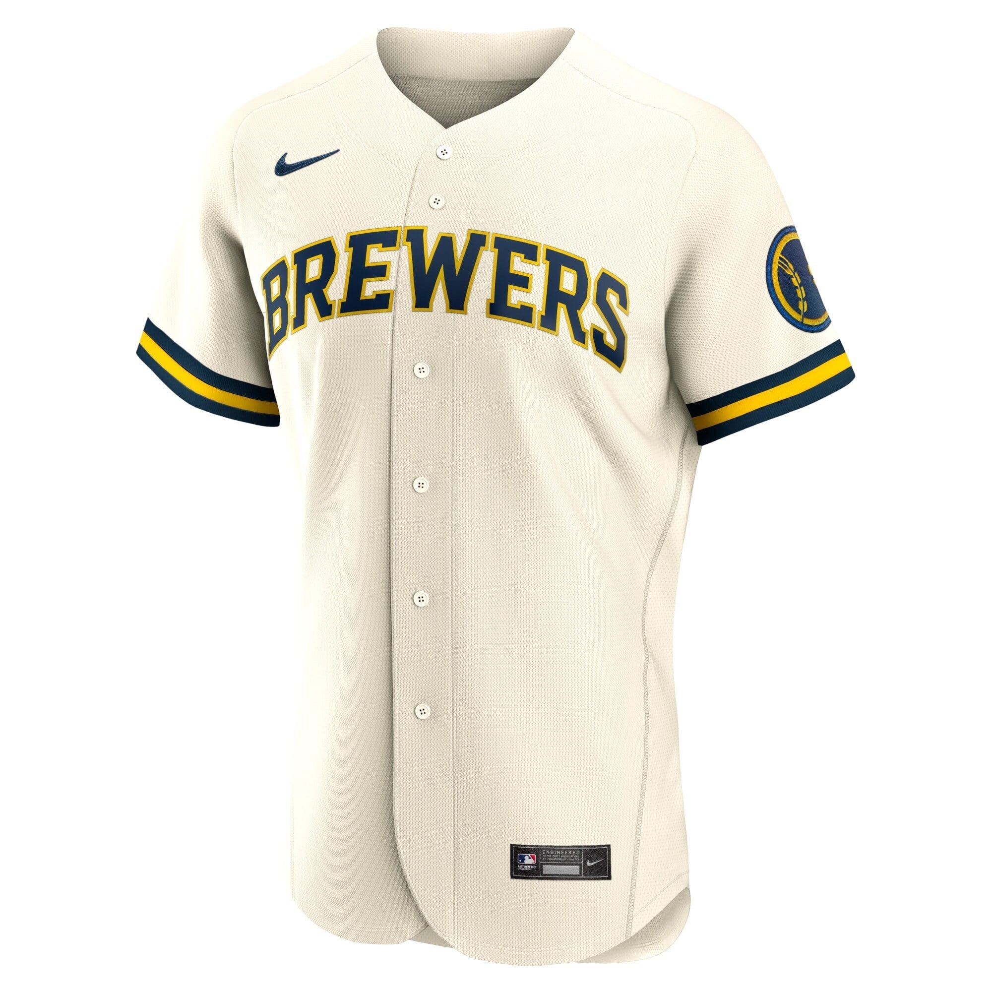 Men's Nike Cream Milwaukee Brewers Home Authentic Team Logo Jersey - vstockx