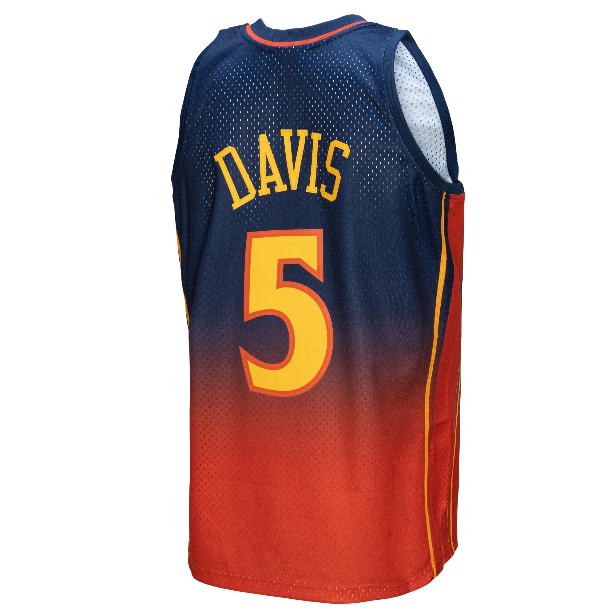 Baron Davis Golden State Warriors Mitchell & Ness 2006/07 Hardwood Classics Fadeaway Swingman Player Jersey - Navy/Orange - vstockx