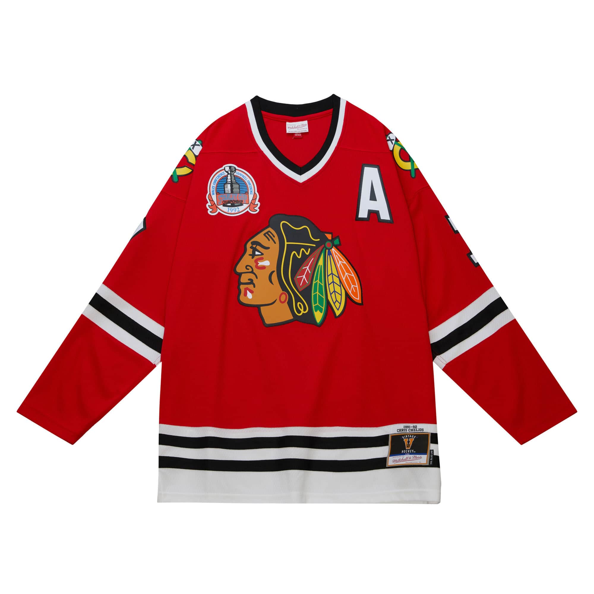 Blue Line Chris Chelios Chicago Blackhawks 1991 Jersey - vstockx