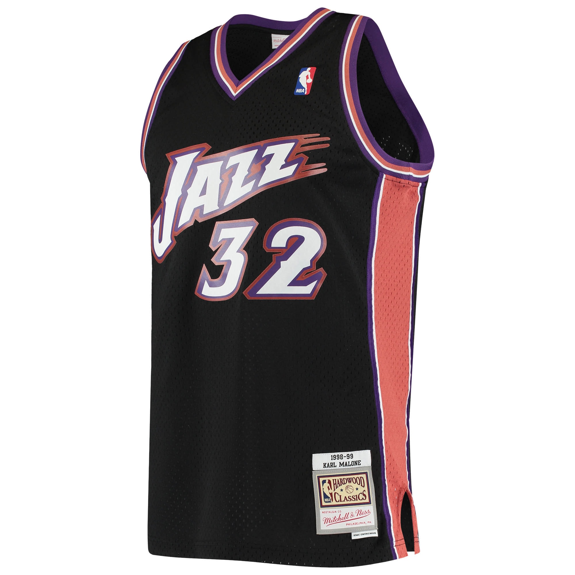 Karl Malone Utah Jazz Mitchell & Ness 2001/02 Hardwood Classics Swingman Jersey - Black - vstockx
