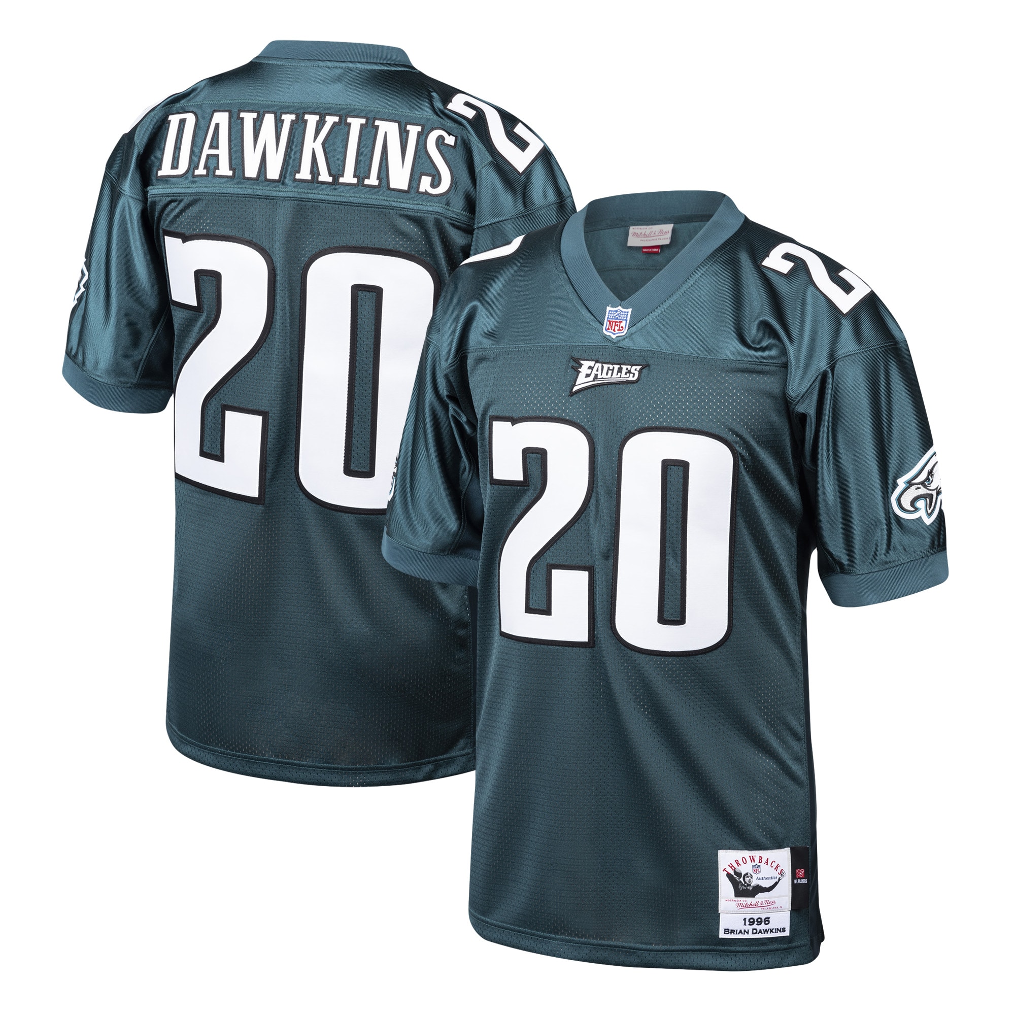 Brian Dawkins Philadelphia Eagles Mitchell & Ness 1996 Authentic Throwback Retired Player Jersey - Midnight Green - vstockx