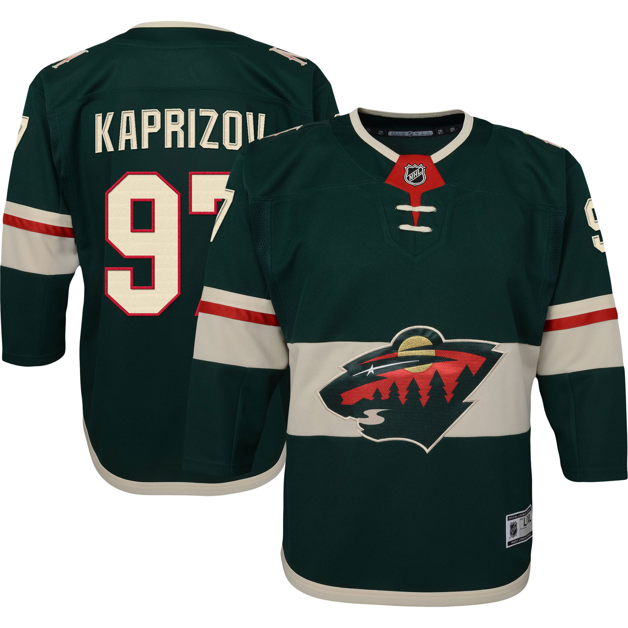 Kirill Kaprizov Minnesota Wild Youth Home Premier Player Jersey - Green - vstockx