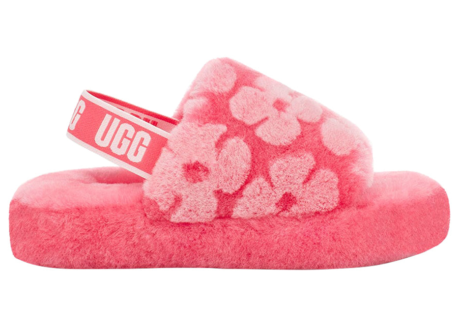 UGG Fluff Yeah Slide Poppy Strawberry Sorbet (Kids) - vstockx