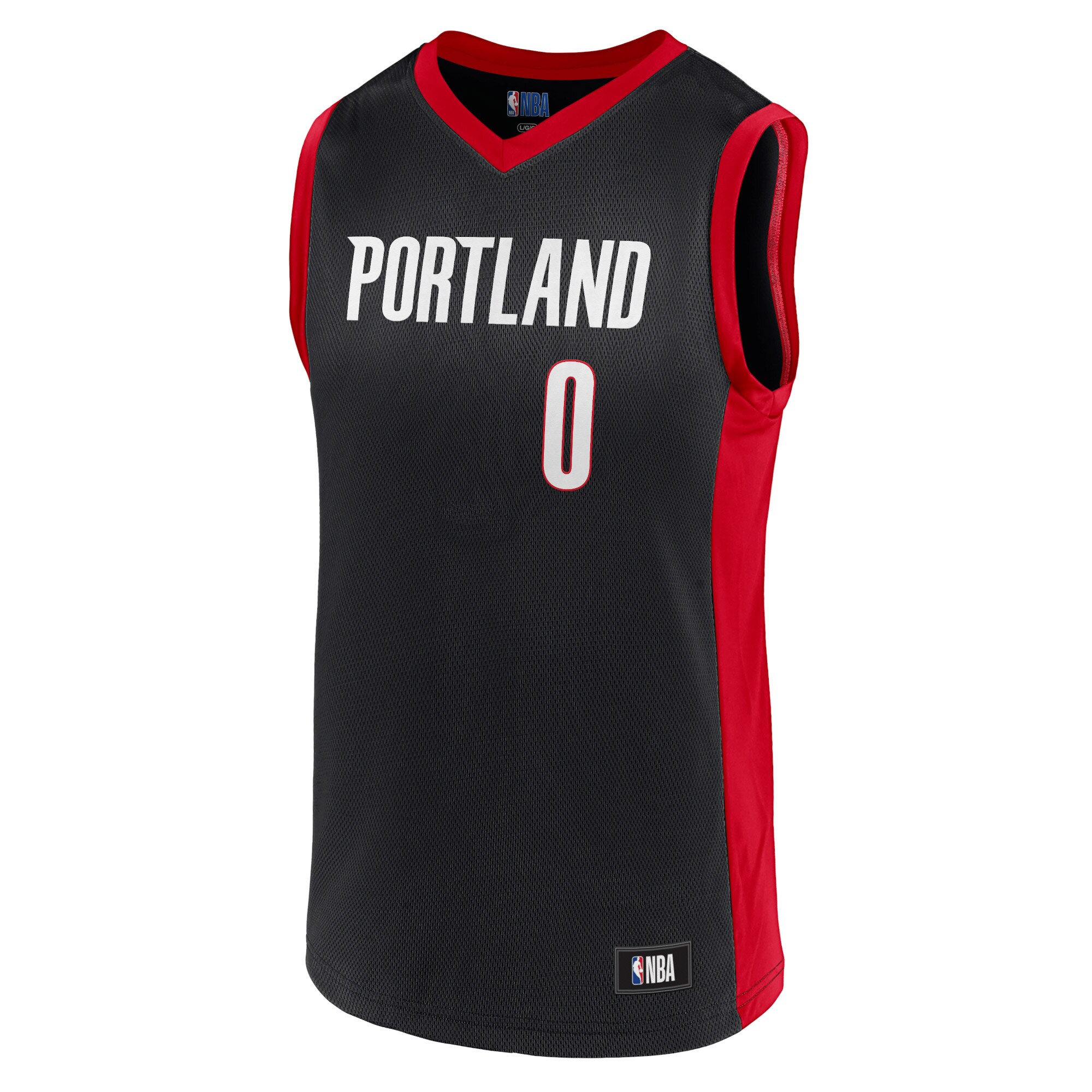Men's Damian Lillard Black/Red Portland Trail Blazers Replica Jersey - vstockx