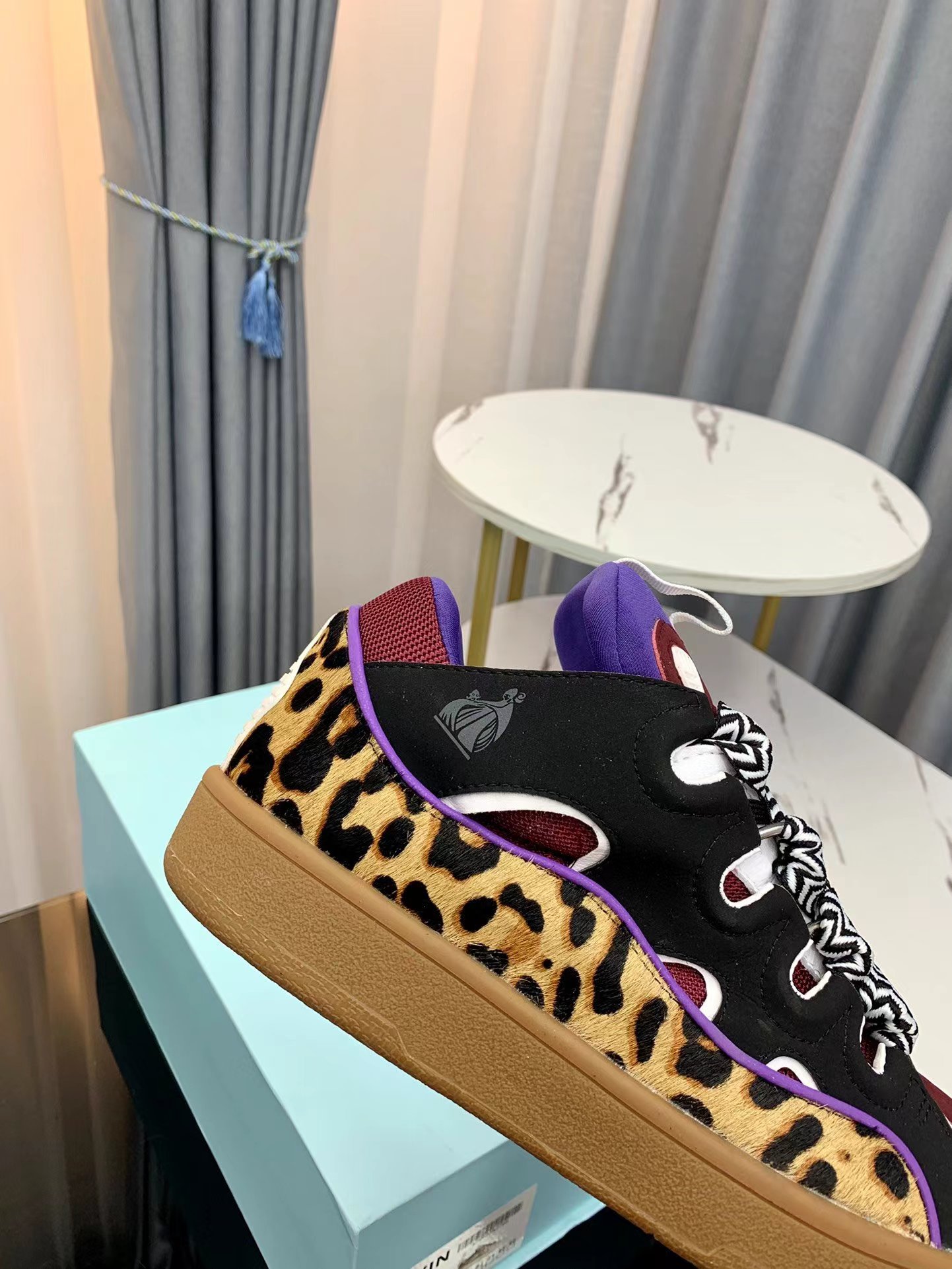 Lanvin Leather Curb Leopard print black - vstockx