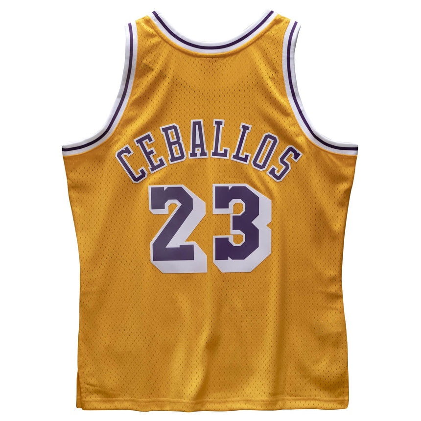 Men's Los Angeles Lakers Cedric Ceballos Mitchell & Ness Gold 1994-95 Hardwood Classics Swingman Jersey - vstockx