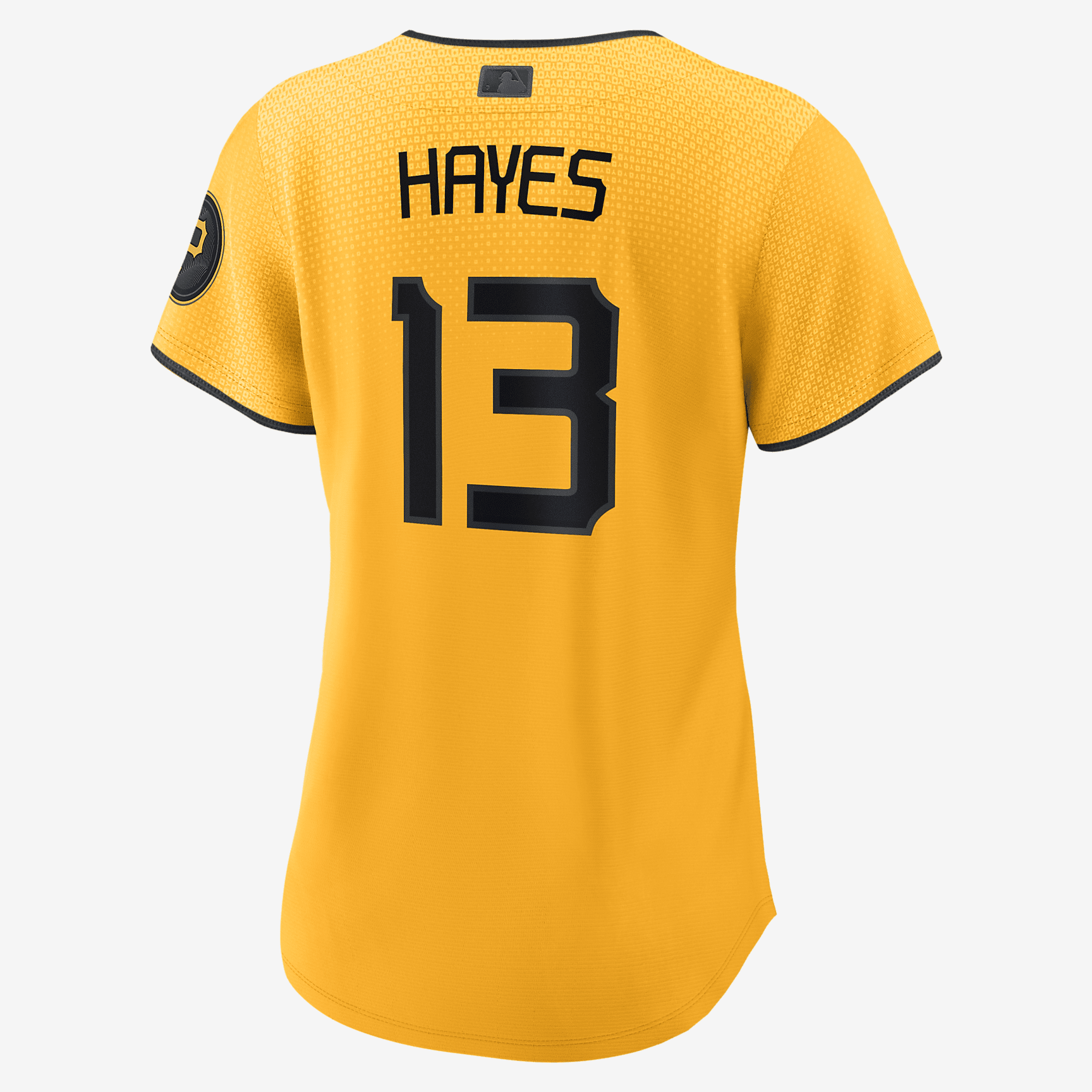 MLB Pittsburgh Pirates City Connect (Ke'Bryan Hayes) Women's Replica Baseball Jersey - Sundown/Black - vstockx