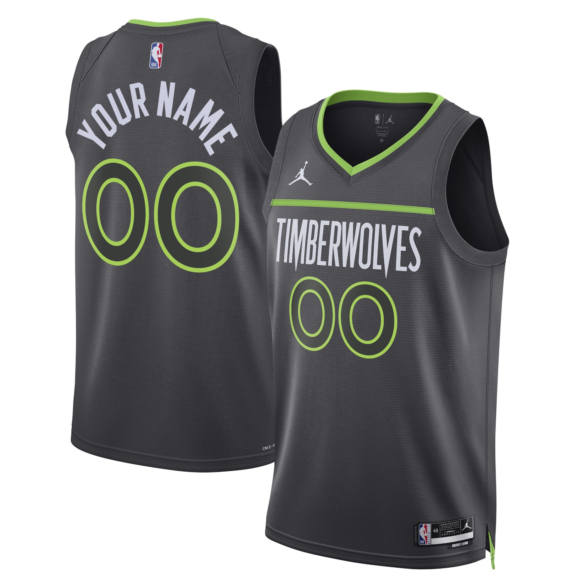 Minnesota Timberwolves Jordans Brand Unisex 2022/23 Swingman Custom Jersey - Statement Edition - Black - vstockx