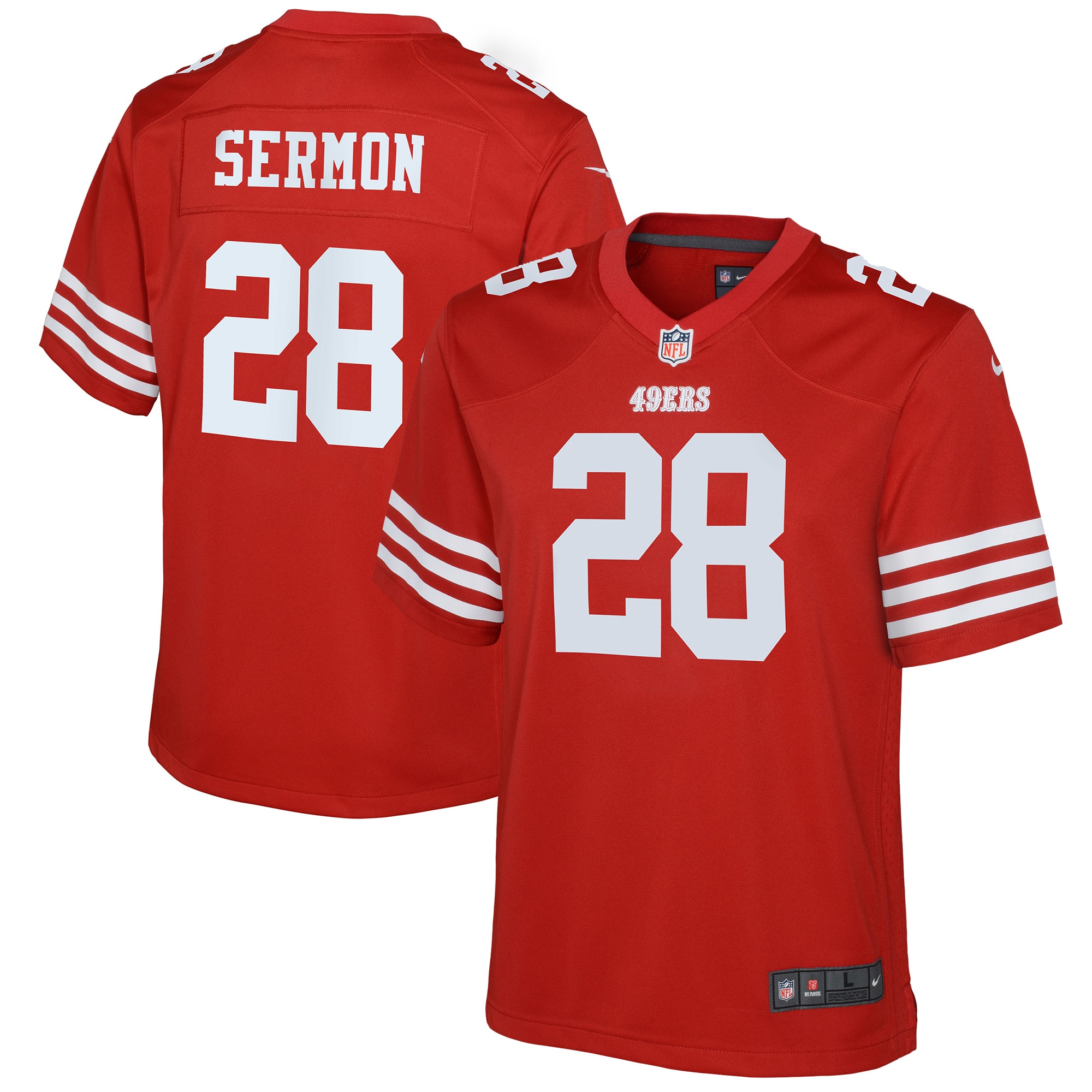 Trey Sermon San Francisco 49ers Nike Youth Game Jersey - Scarlet - vstockx