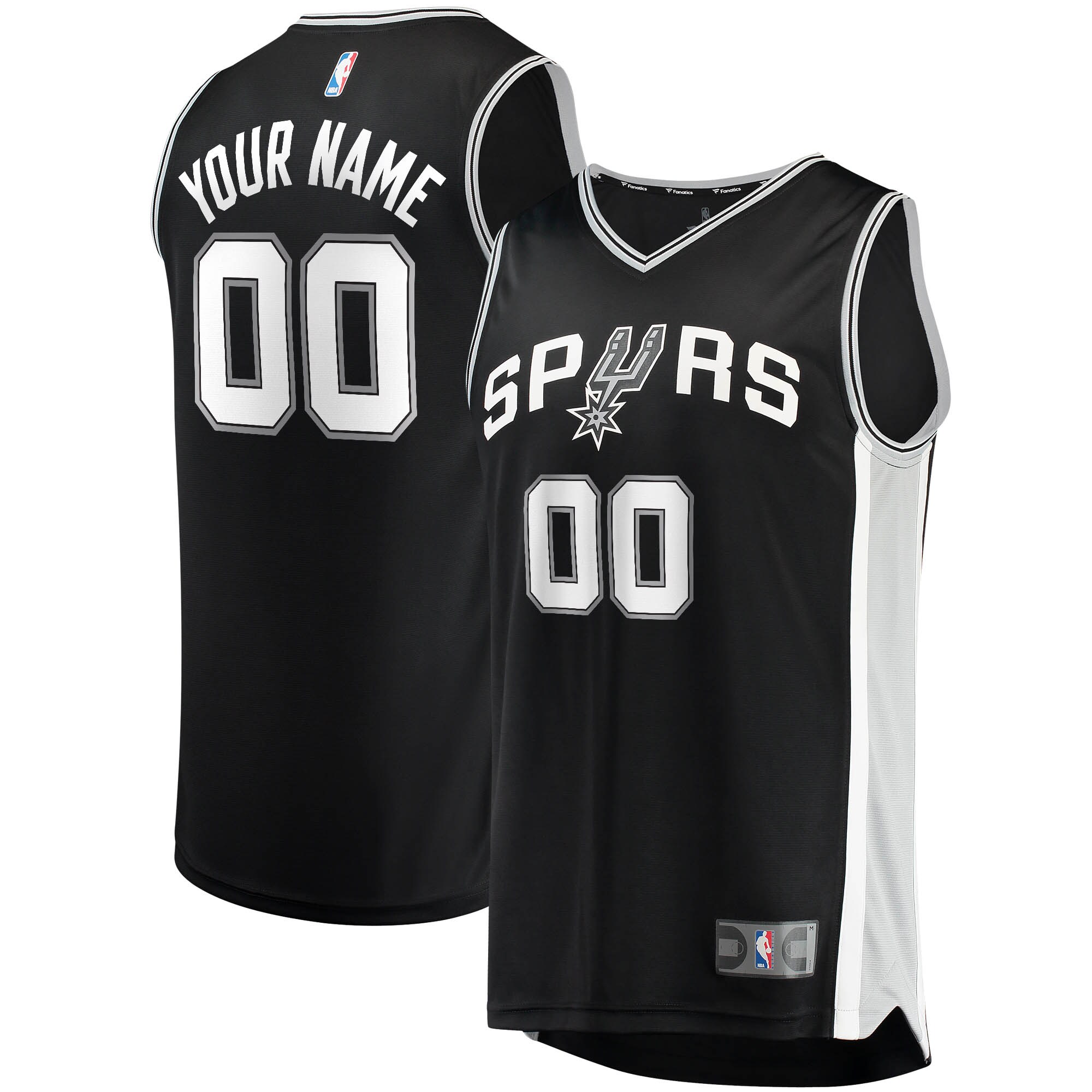 San Antonio Spurs Fanatics Branded Youth Fast Break Custom Replica Jersey Black - Icon Edition - vstockx