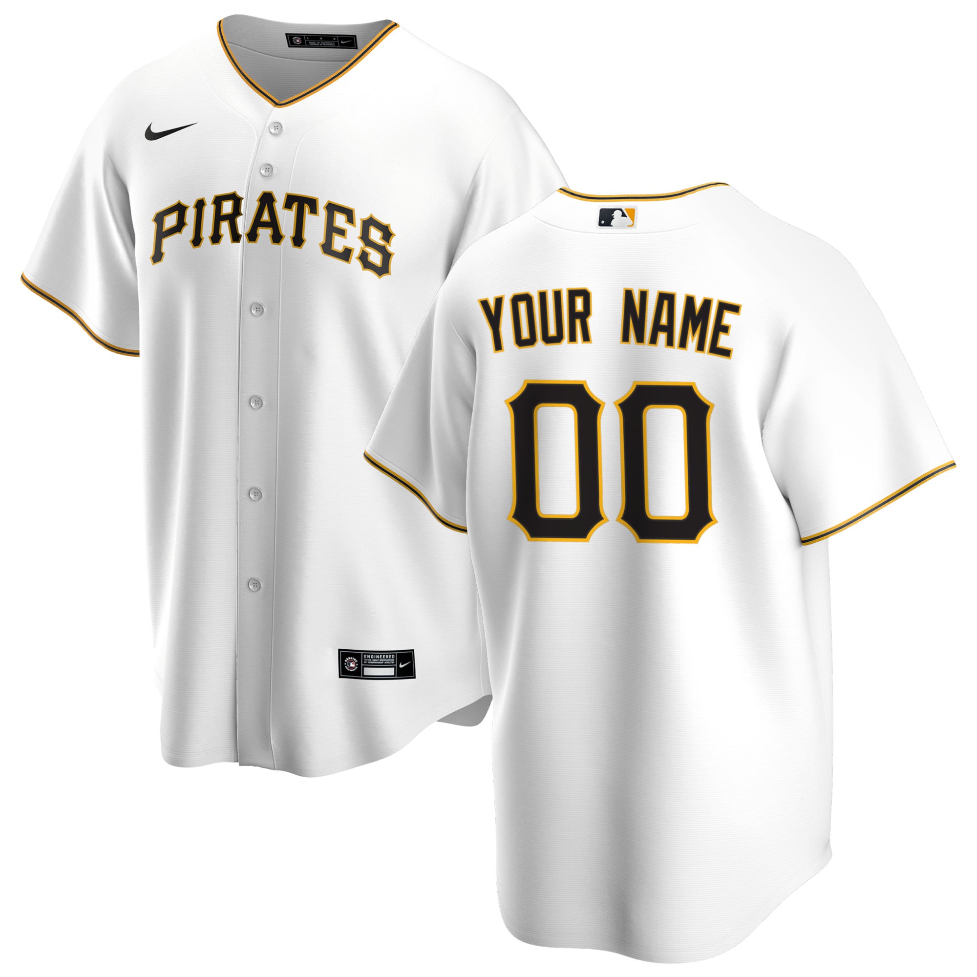 Pittsburgh Pirates Nike Home Replica Custom Jersey - White - vstockx