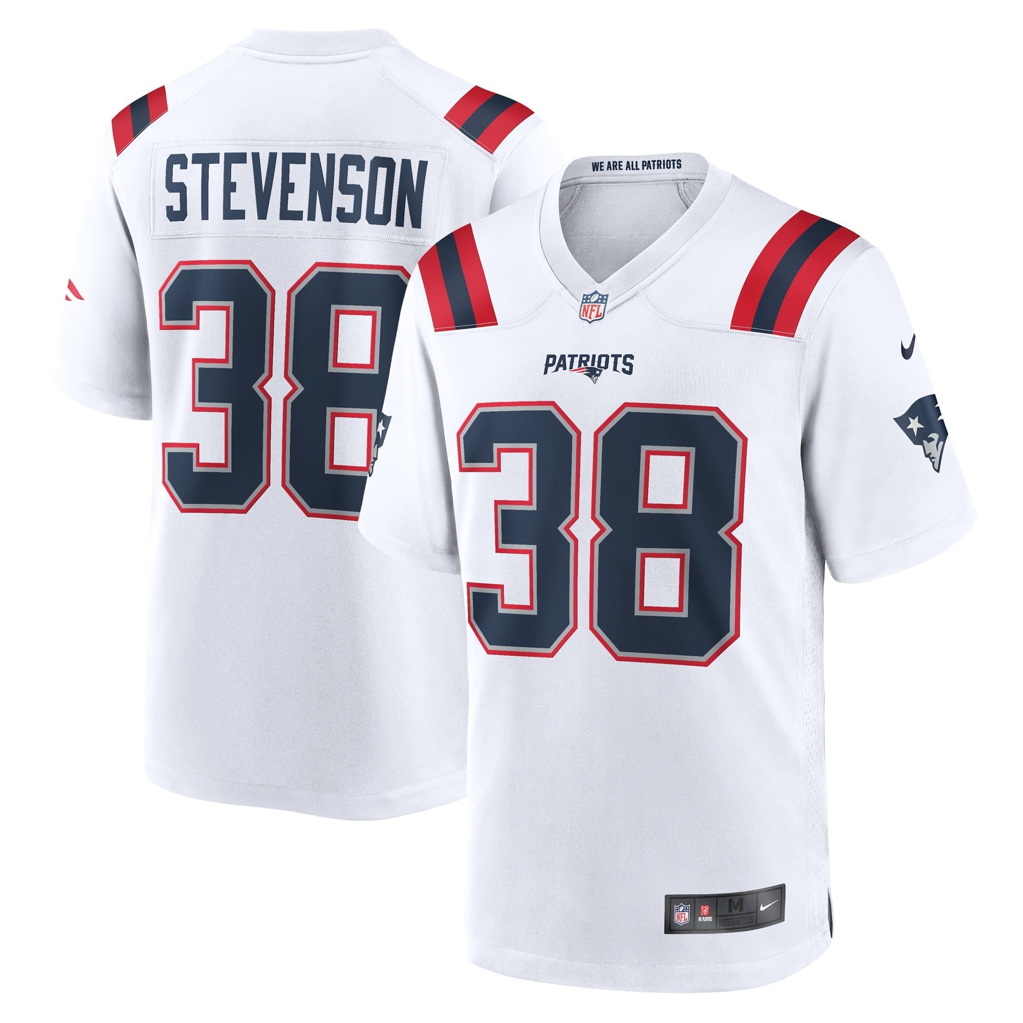 Men's Nike Rhamondre Stevenson White New England Patriots Game Player Jersey - vstockx