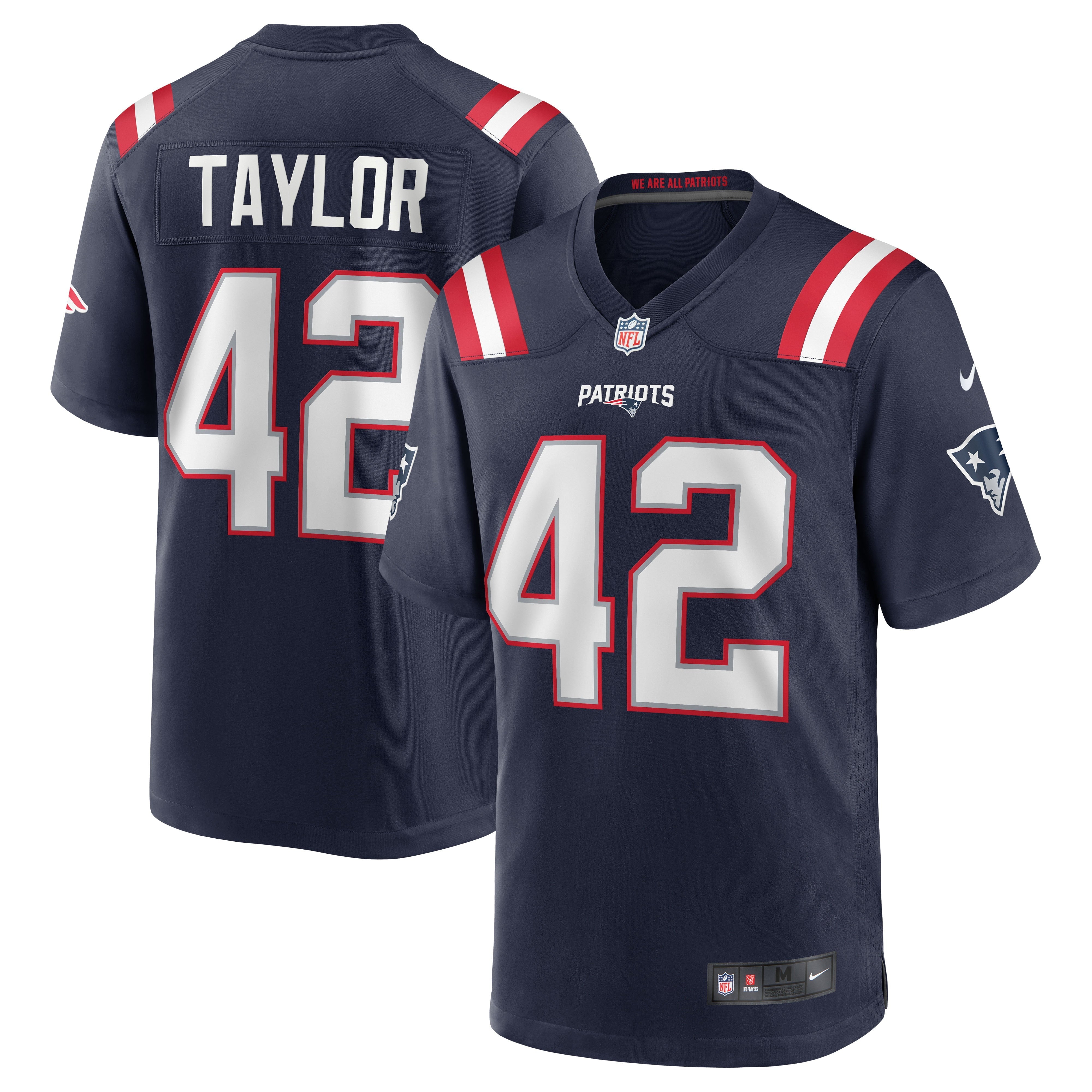 Men's Nike J.J. Taylor Navy New England Patriots Team Game Jersey - vstockx