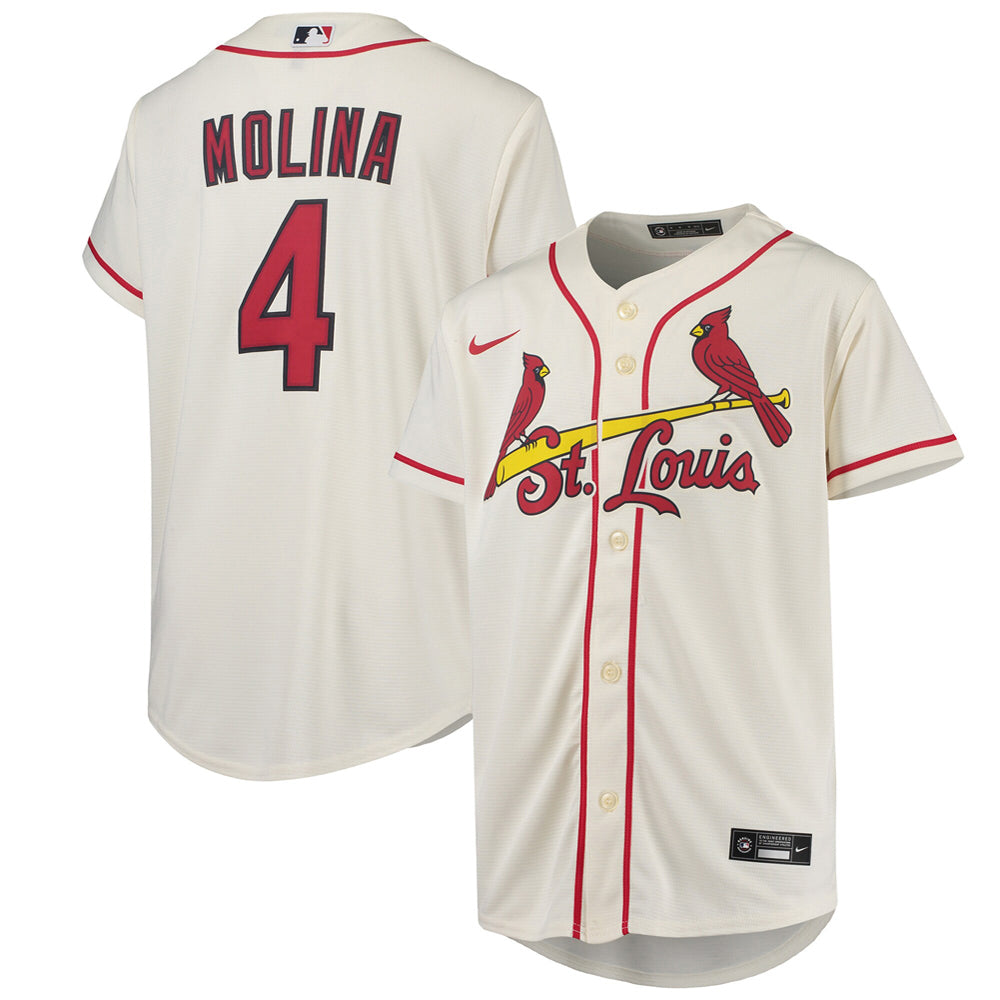 Youth St. Louis Cardinals Yadier Molina Alternate Player Jersey - Cream - vstockx