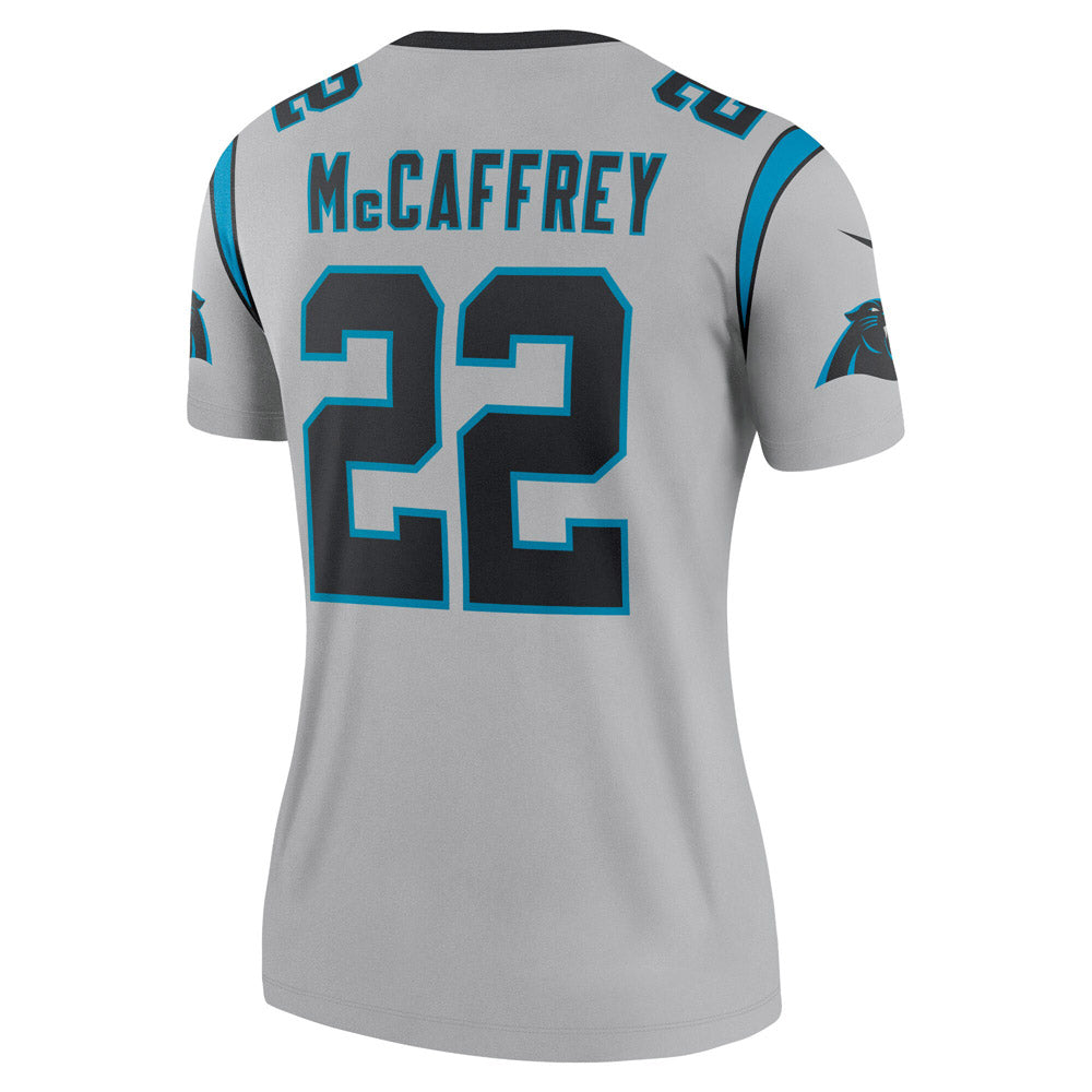 Women's Carolina Panthers Christian McCaffrey Inverted Legend Jersey Silver - vstockx