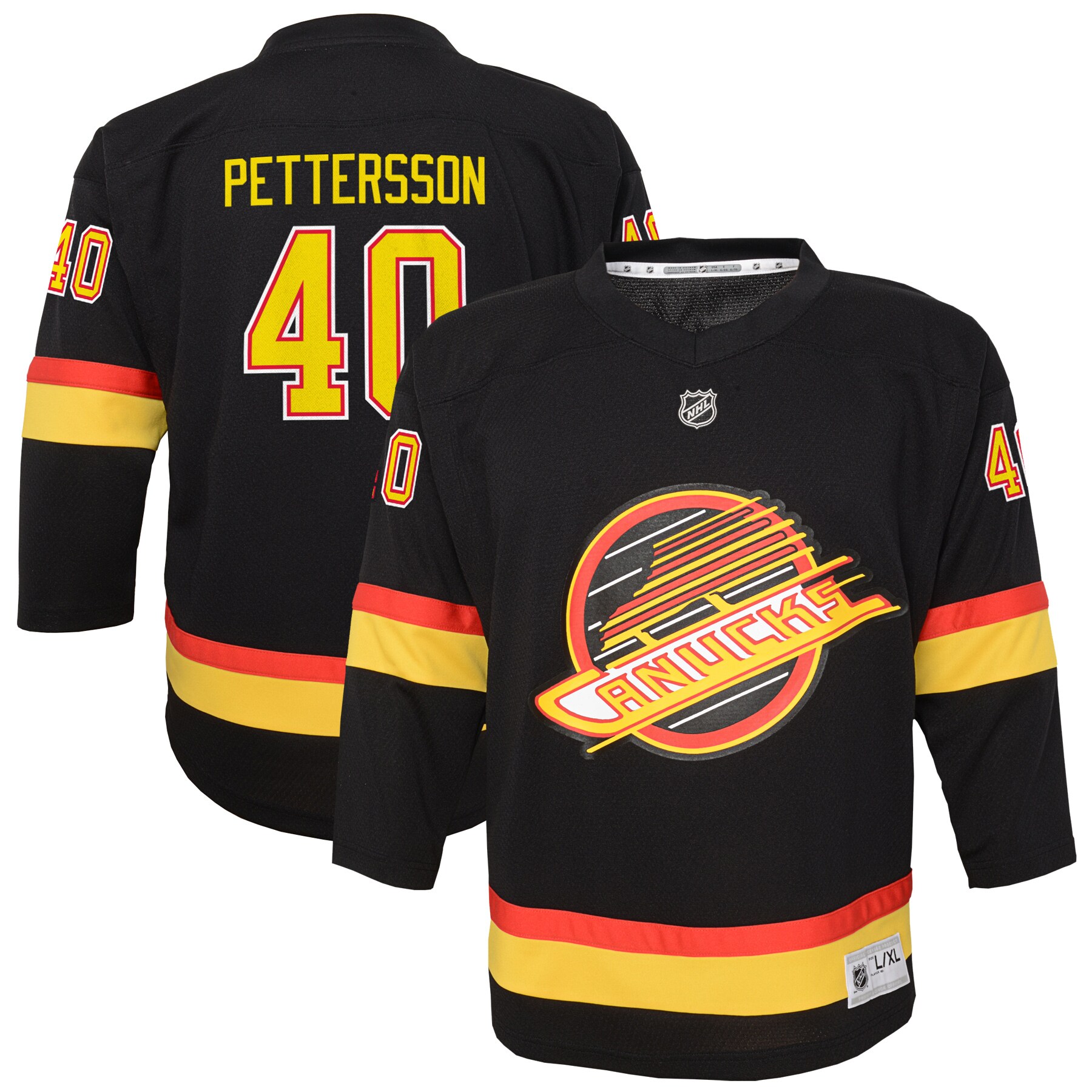 Elias Pettersson Vancouver Canucks Youth 2019/20 Flying Skate Replica Player Jersey - Black - vstockx