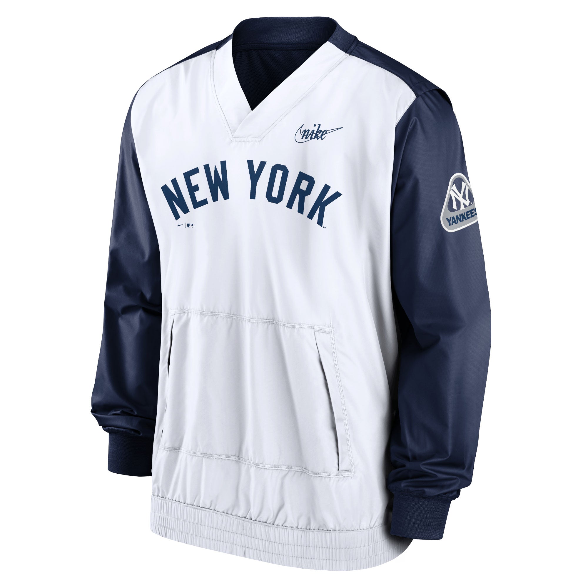 Men's Nike Navy/White New York Yankees Cooperstown Collection V-Neck Pullover Windbreaker - vstockx
