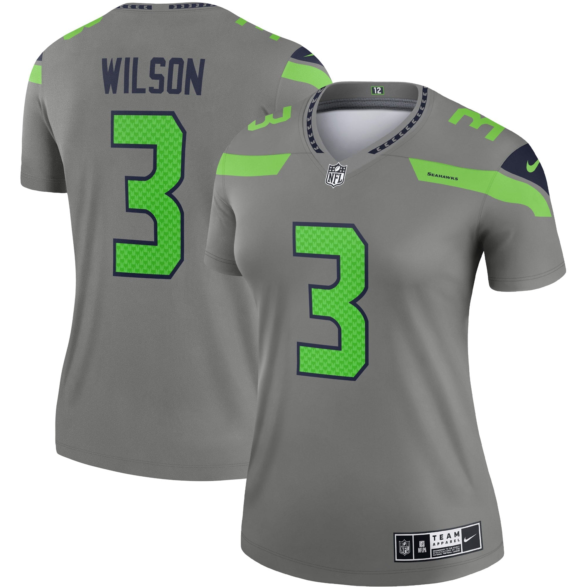 Women's Nike Russell Wilson Gray Seattle Seahawks Inverted Legend Jersey - vstockx