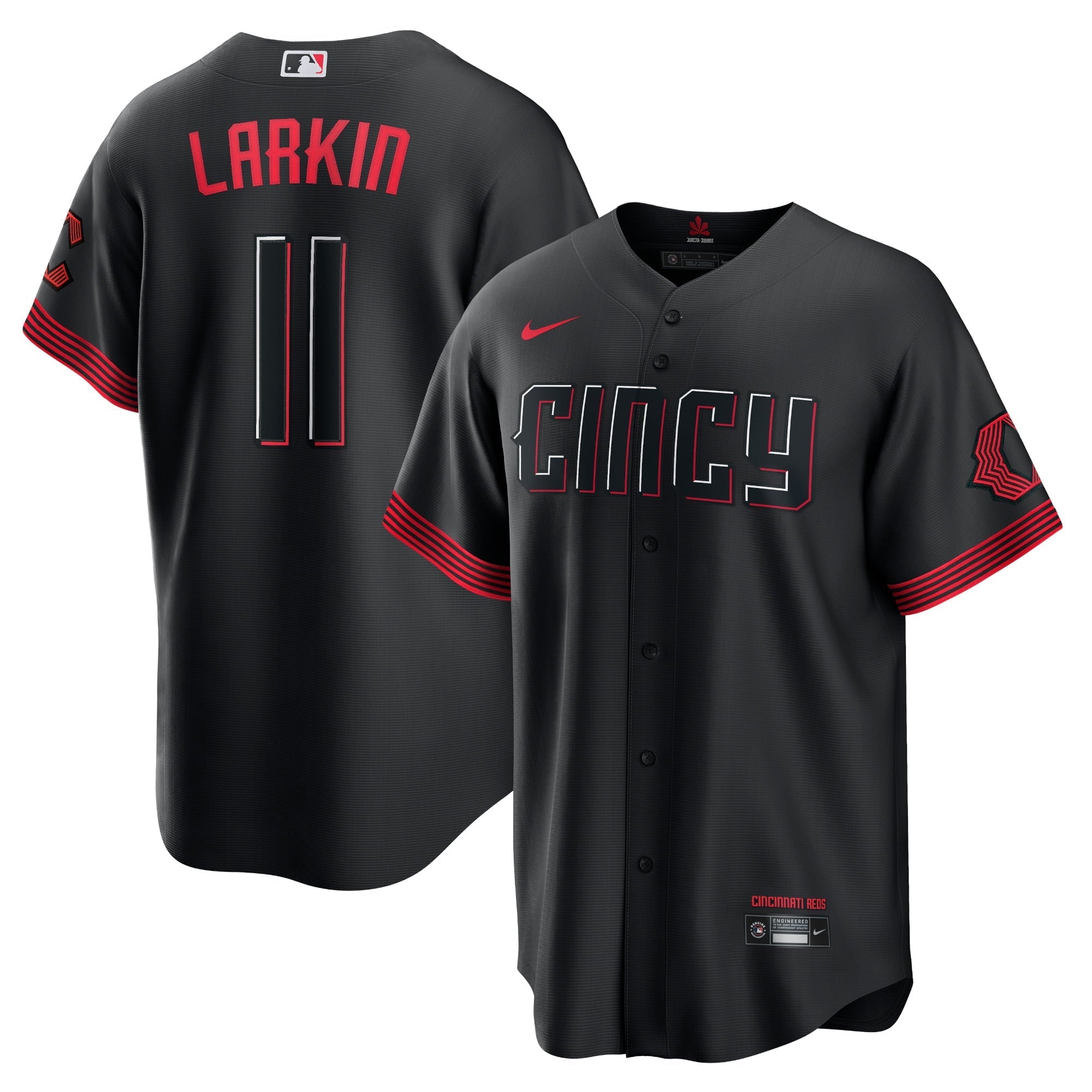 Men's Nike Barry Larkin Black Cincinnati Reds 2023 City Connect Replica Player Jersey - vstockx