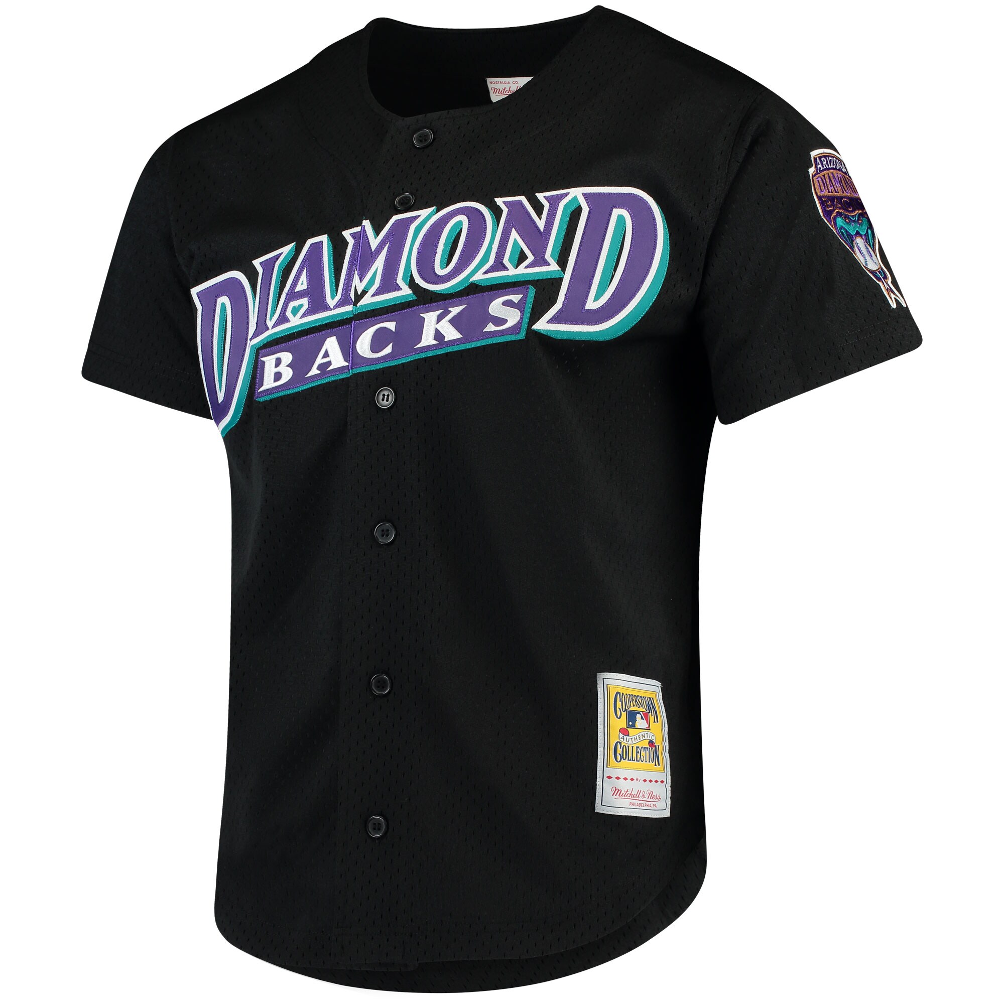 Randy Johnson Arizona Diamondbacks Mitchell & Ness Cooperstown Collection Mesh Batting Practice Button-Up Jersey - Black - vstockx