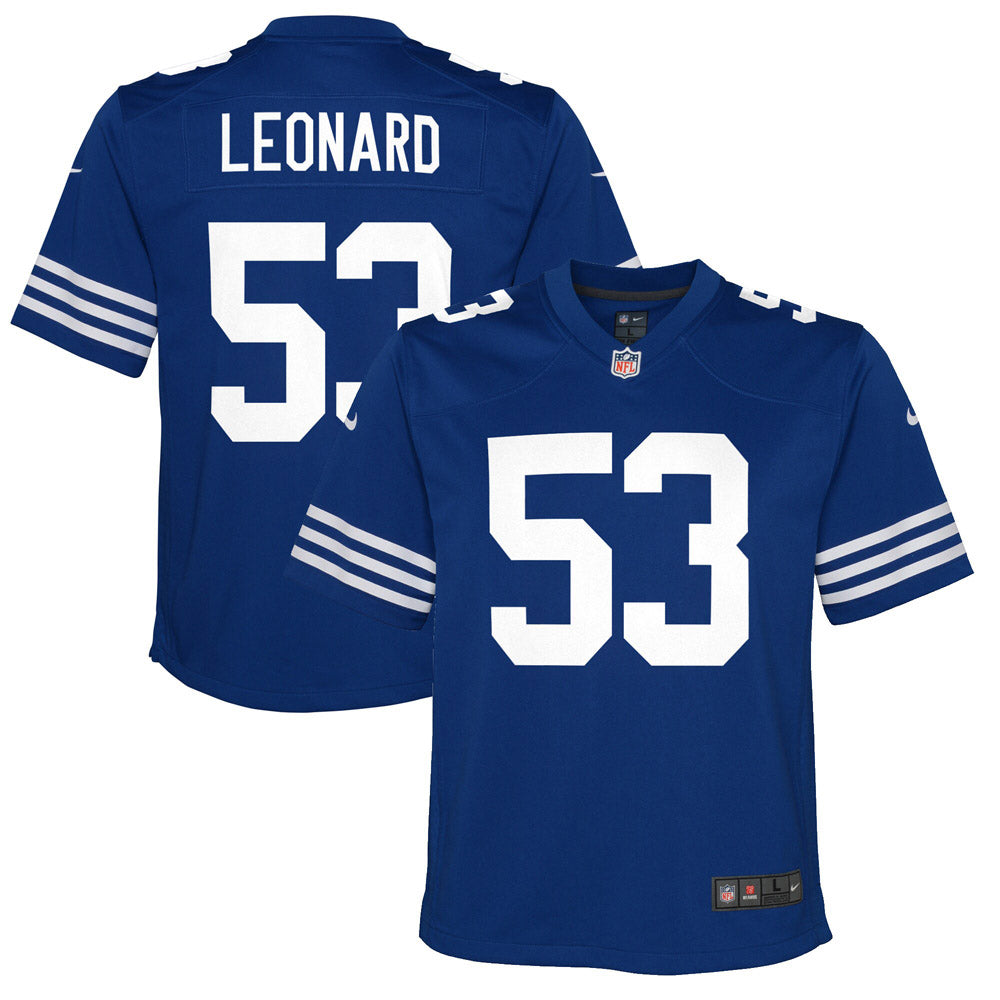 Youth Indianapolis Colts Shaquille Leonard Alternate Game Jersey Royal Blue - vstockx