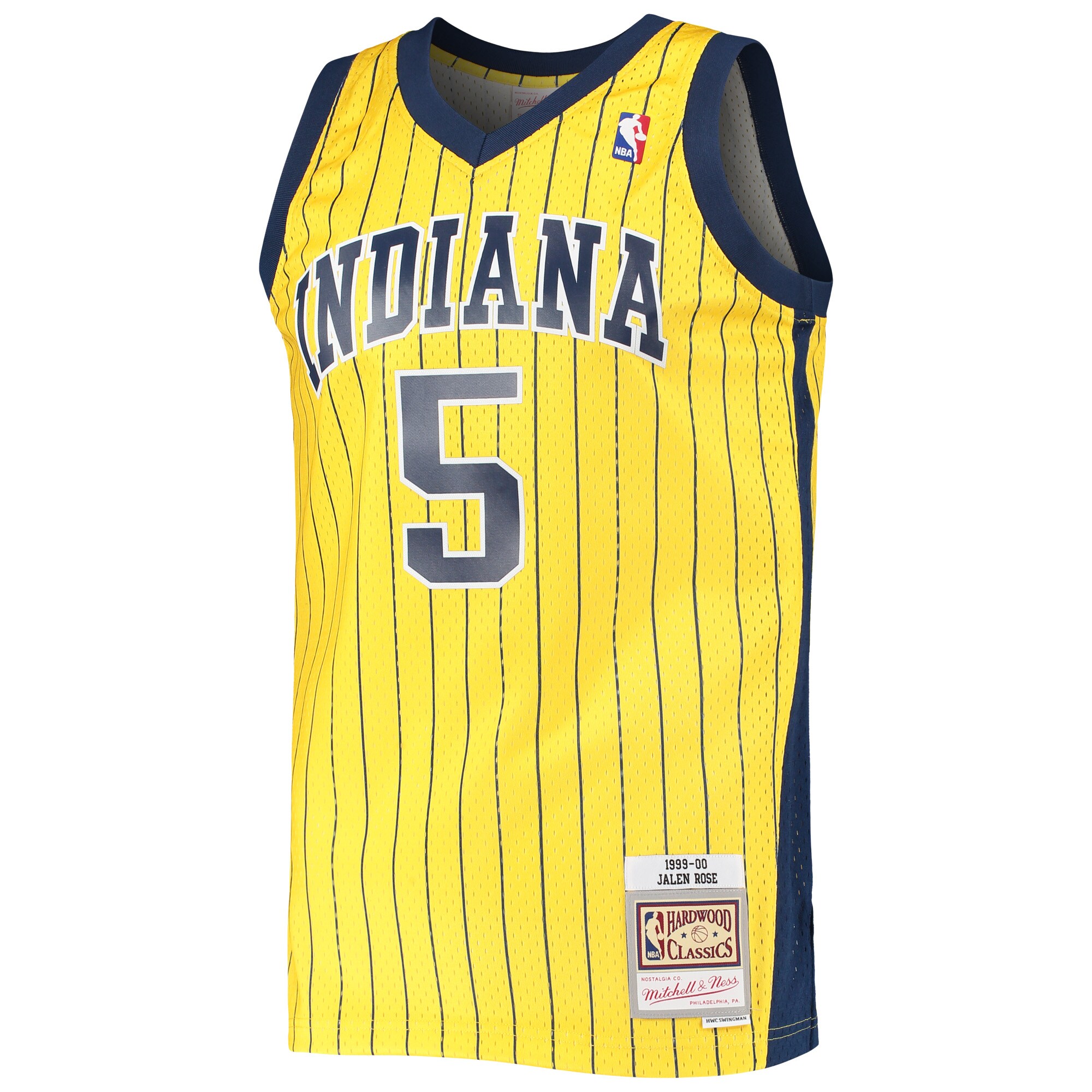 Jalen Rose Indiana Pacers Mitchell & Ness Hardwood Classics Swingman Jersey - Gold - vstockx