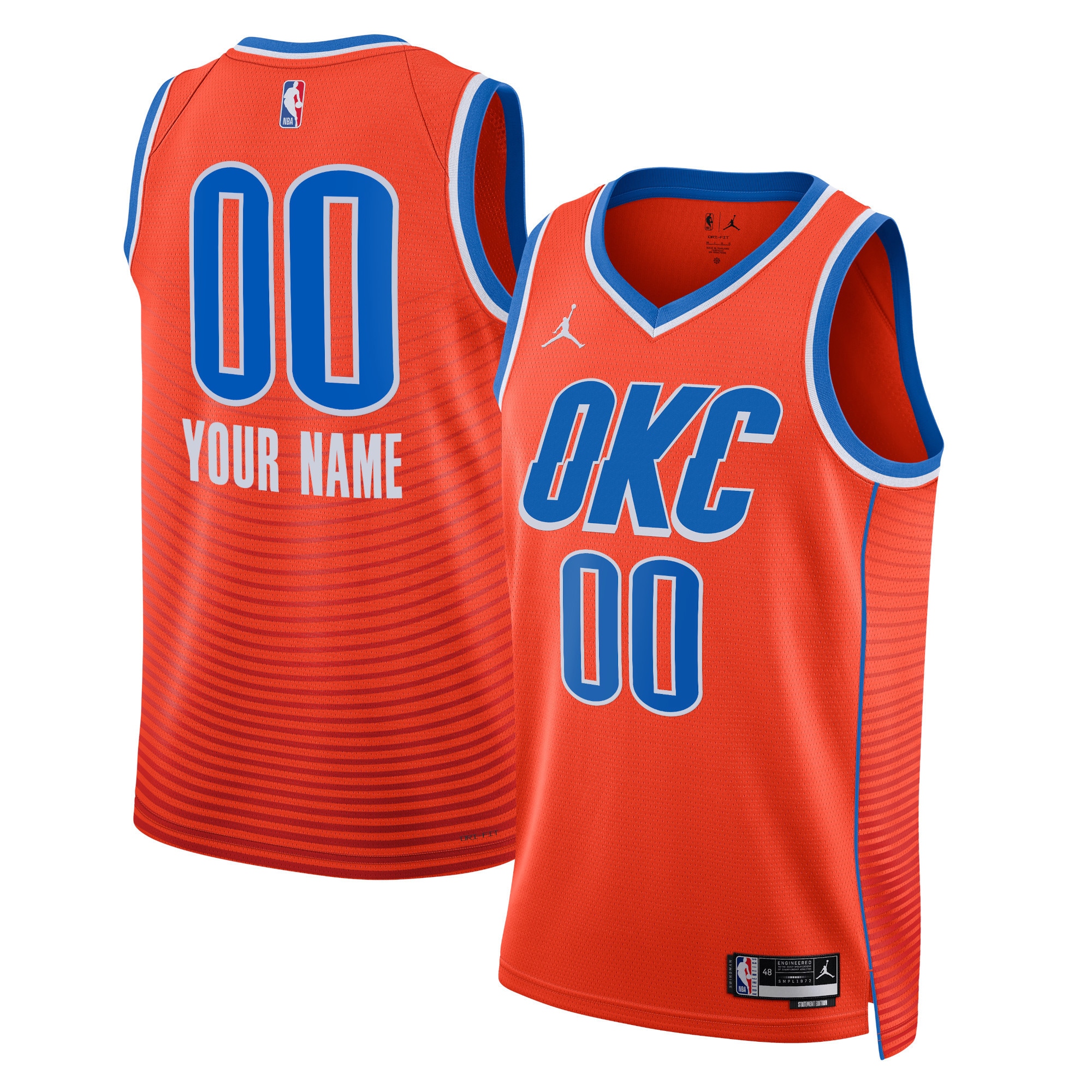 Oklahoma City Thunder Jordans Brand Unisex 2022/23 Swingman Custom Jersey - Statement Edition - Orange - vstockx