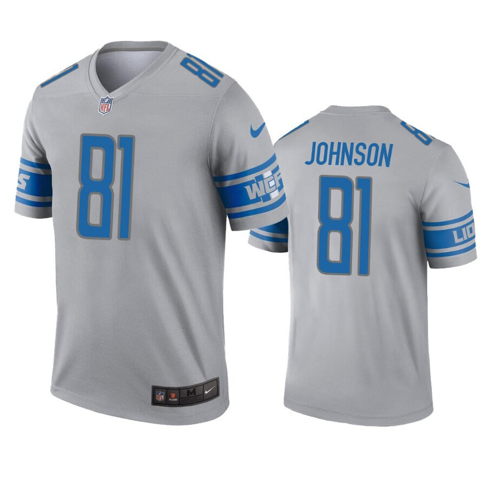 Men's Detroit Lions Calvin Johnson Inverted Legend Jersey - Gray - vstockx