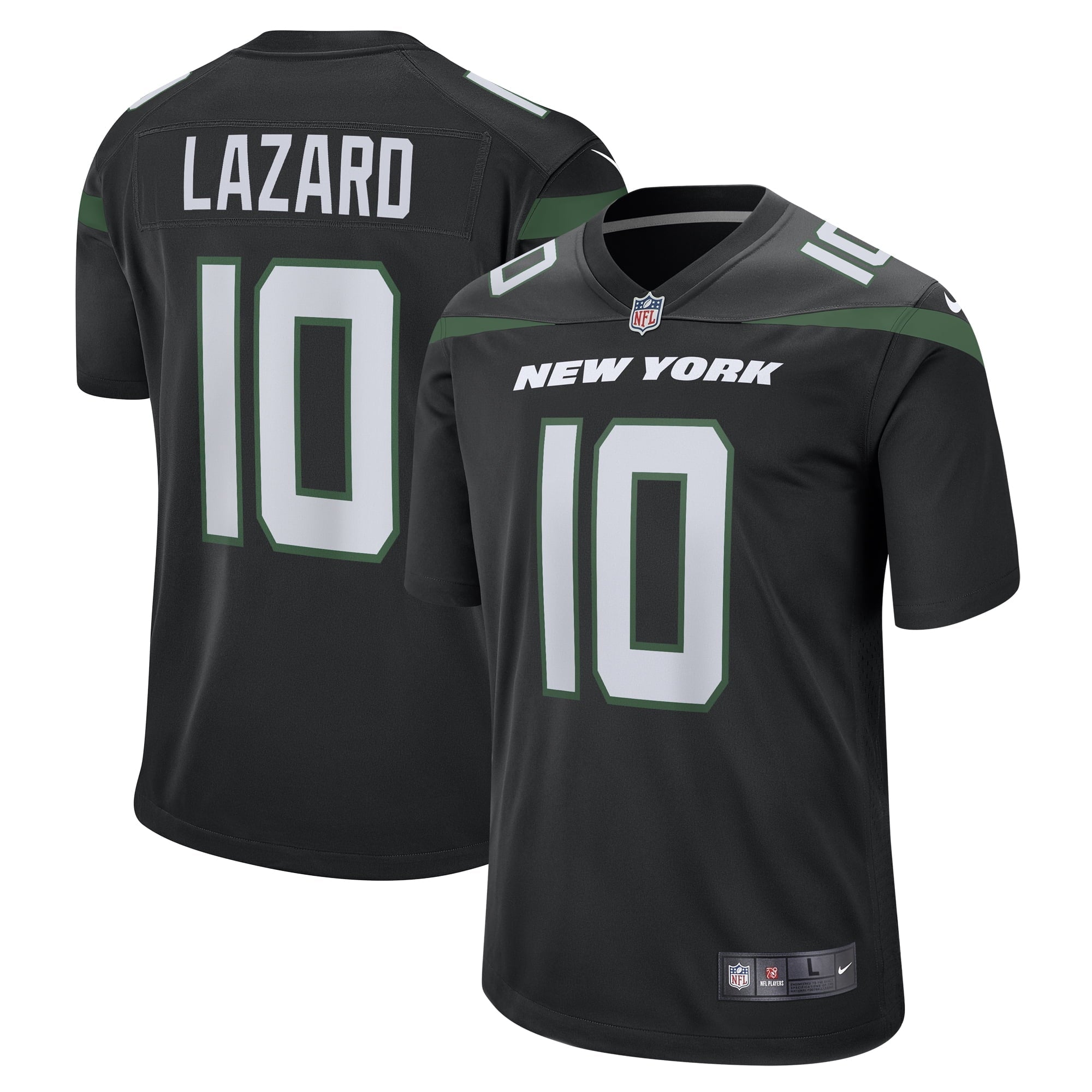 Men's Nike Allen Lazard Stealth Black New York Jets Alternate Game Jersey - vstockx