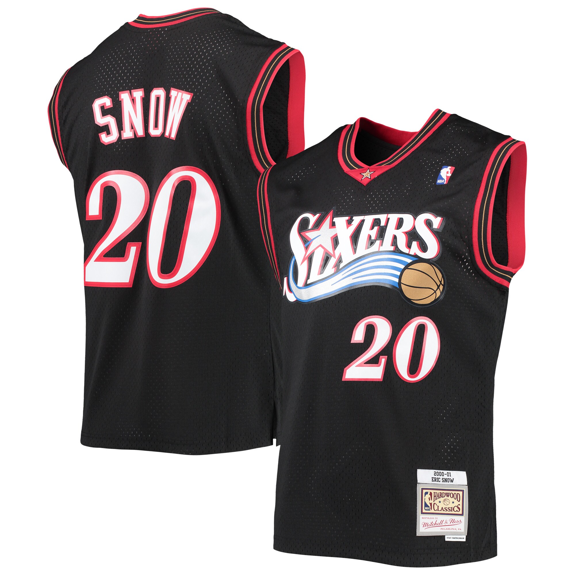 Eric Snow Philadelphia 76ers Mitchell & Ness Hardwood Classics Swingman Jersey - Black - vstockx