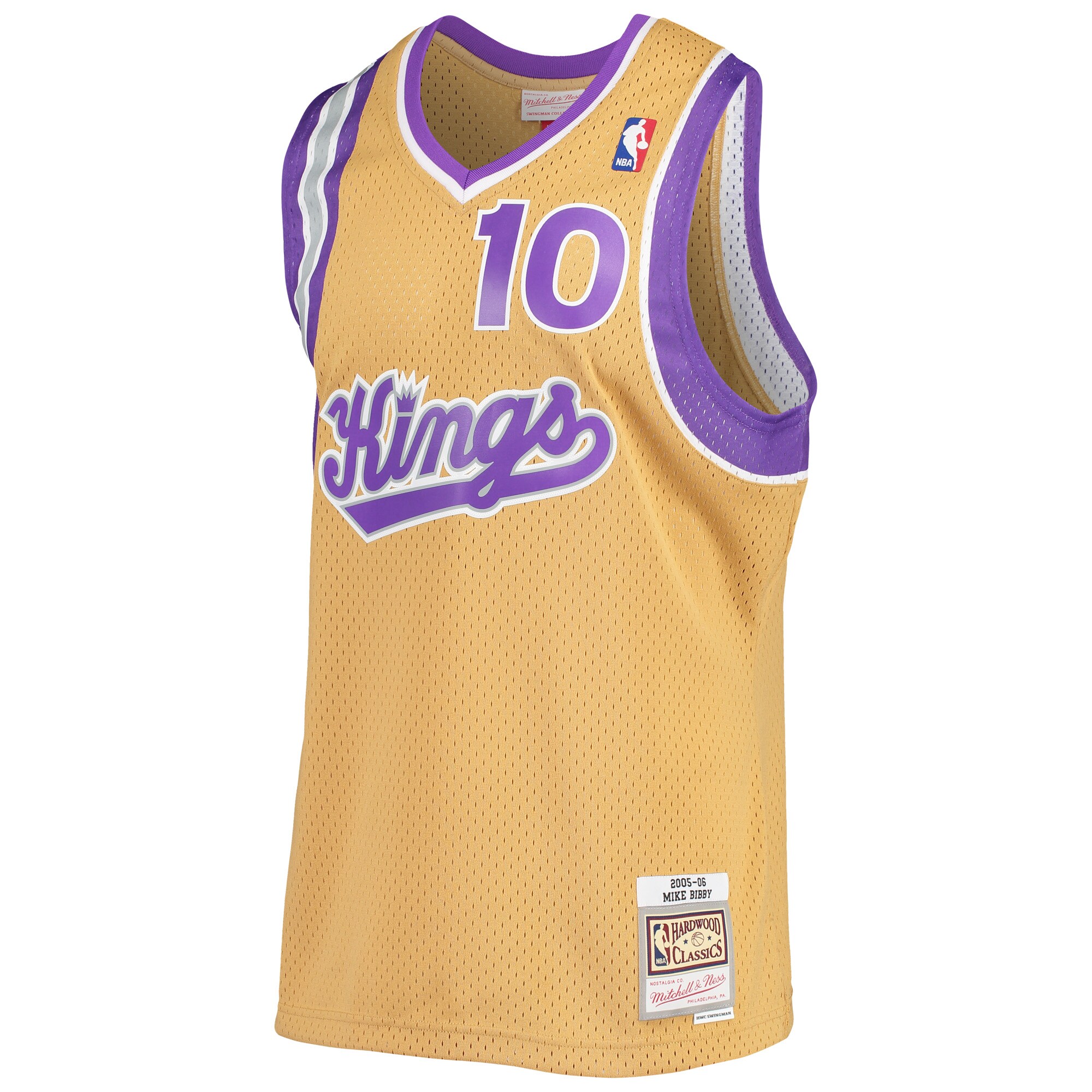 Mike Bibby Sacramento Kings Mitchell & Ness Hardwood Classics Swingman Jersey - Gold - vstockx