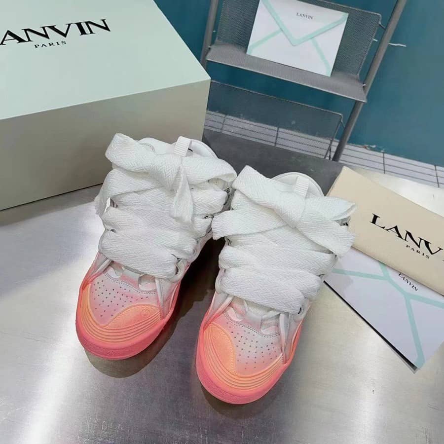 Lanvin Leather Curb sneakers Pink White - vstockx