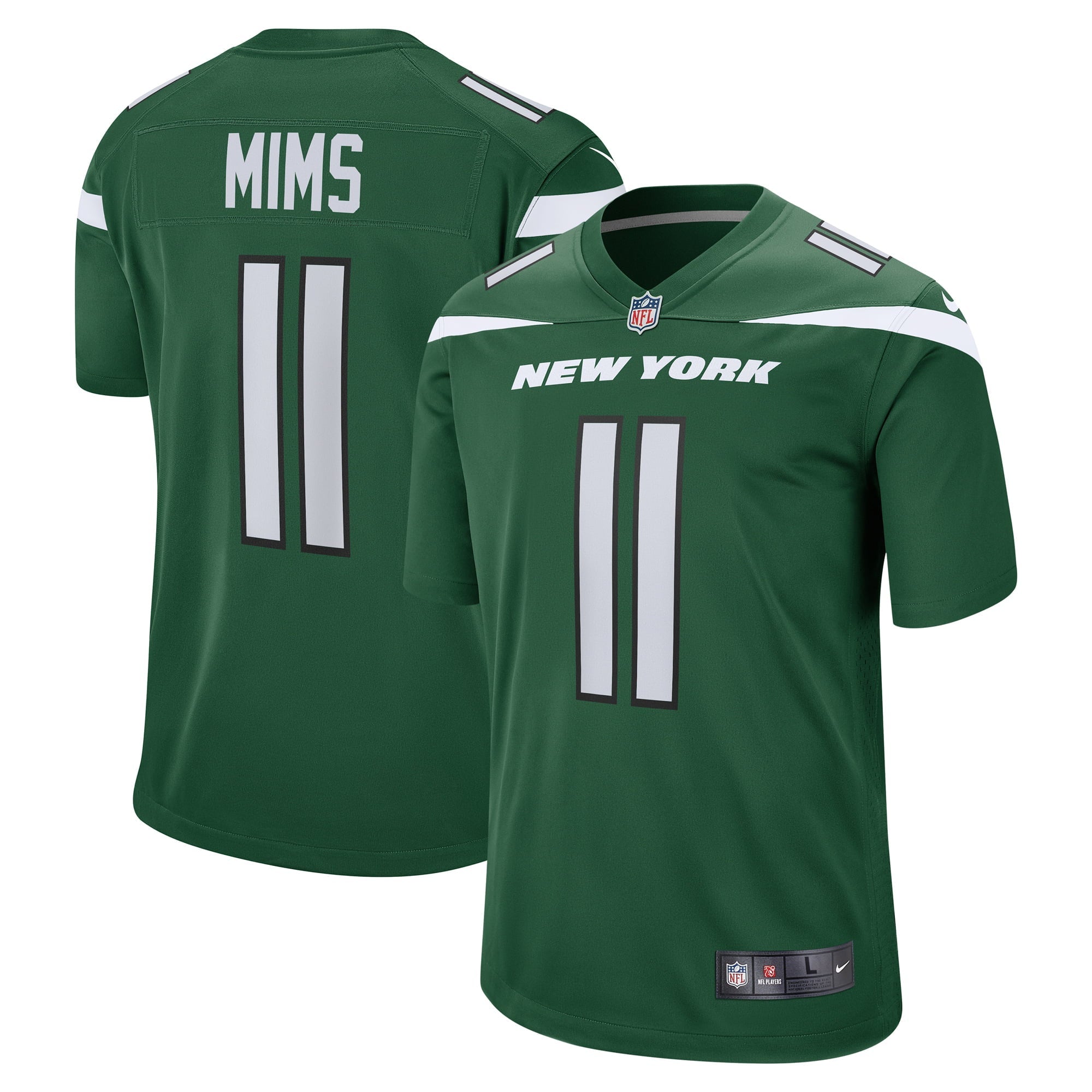Men's Nike Denzel Mims Gotham Green New York Jets Game Jersey - vstockx