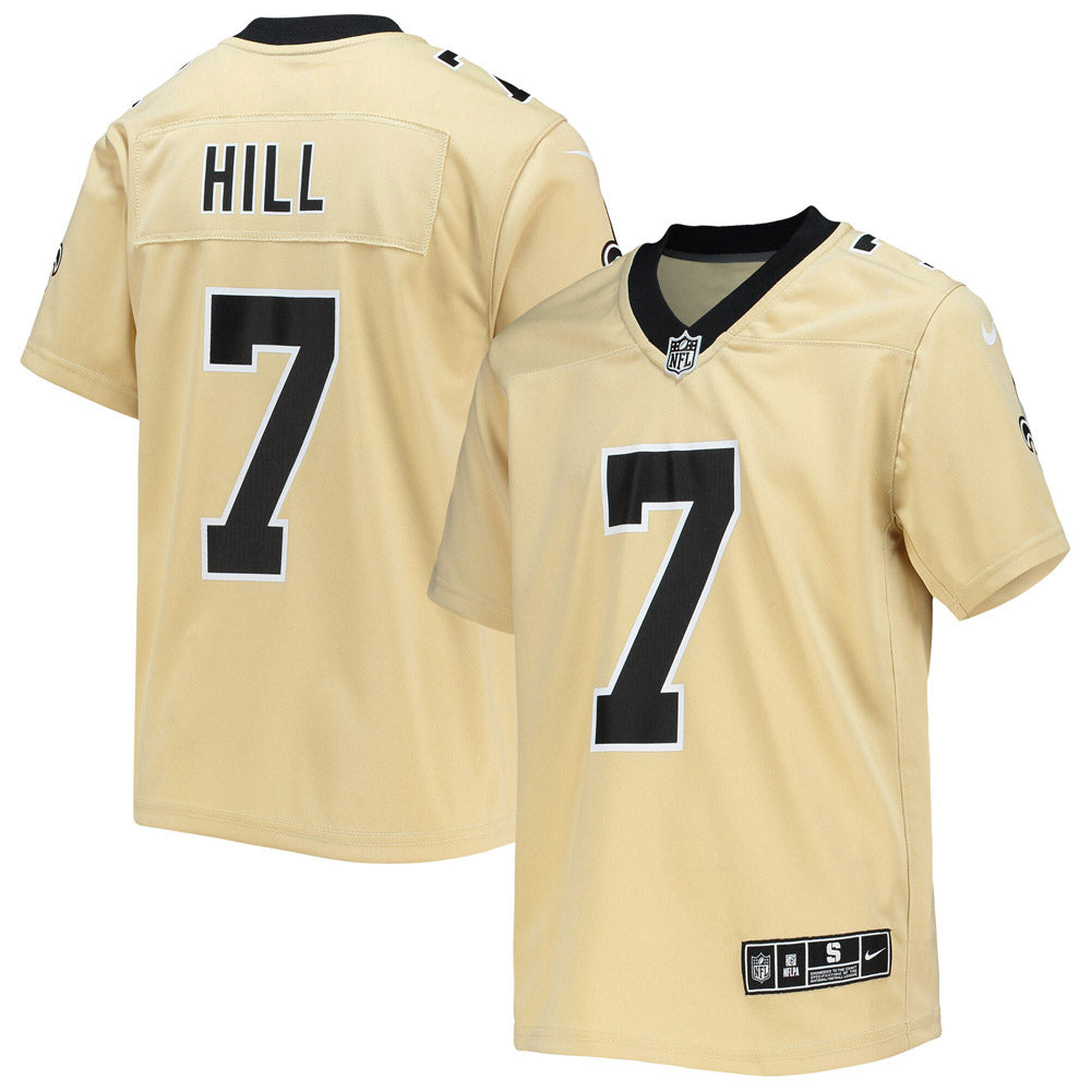 Youth New Orleans Saints Taysom Hill Inverted Team Game Jersey Gold - vstockx