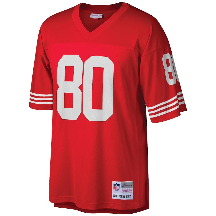 Jerry Rice San Francisco 49ers Mitchell & Ness Big & Tall 1990 Retired Player Replica Jersey - Scarlet - vstockx