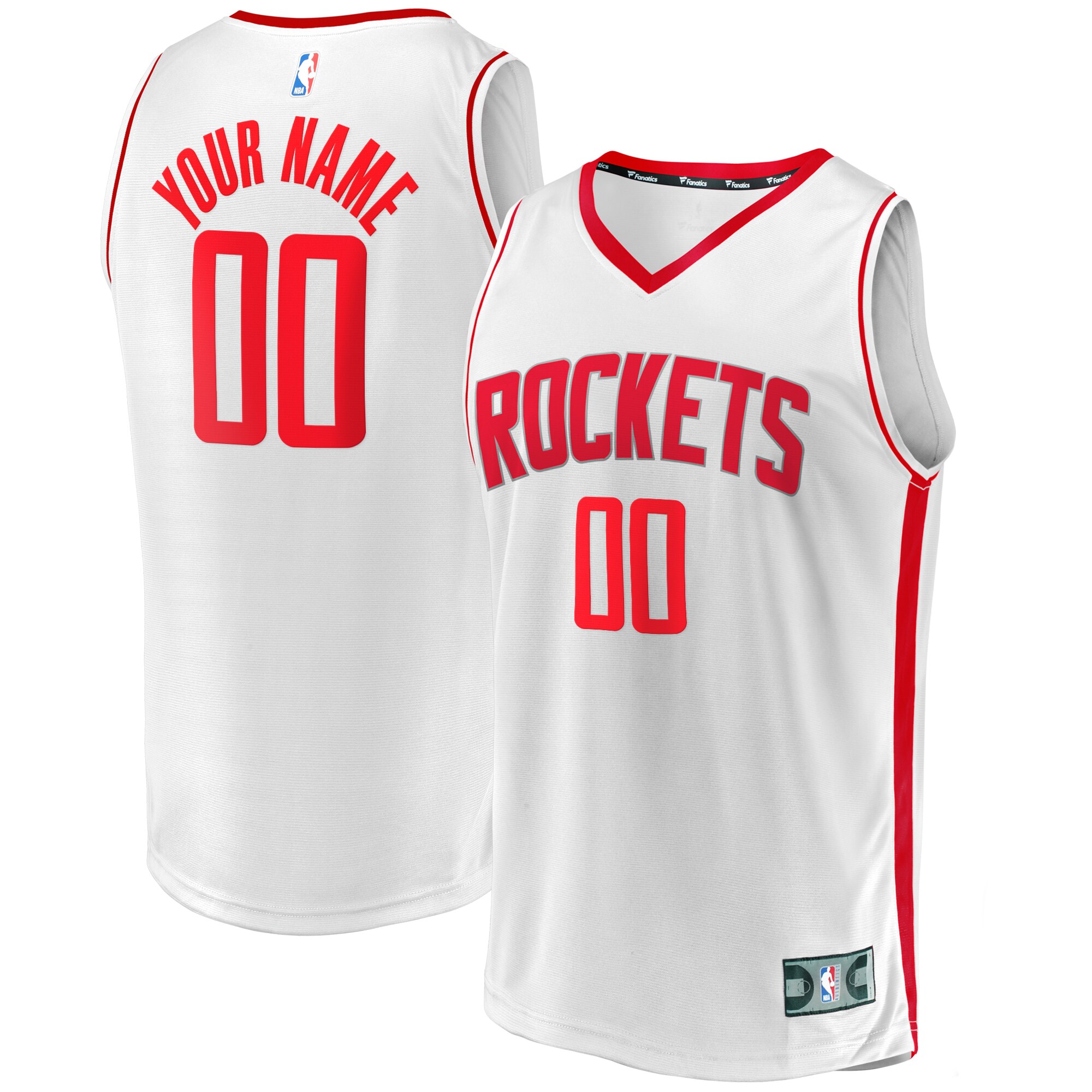 Houston Rockets Fanatics Branded Youth Fast Break Replica Custom Jersey - Association Edition - White - vstockx
