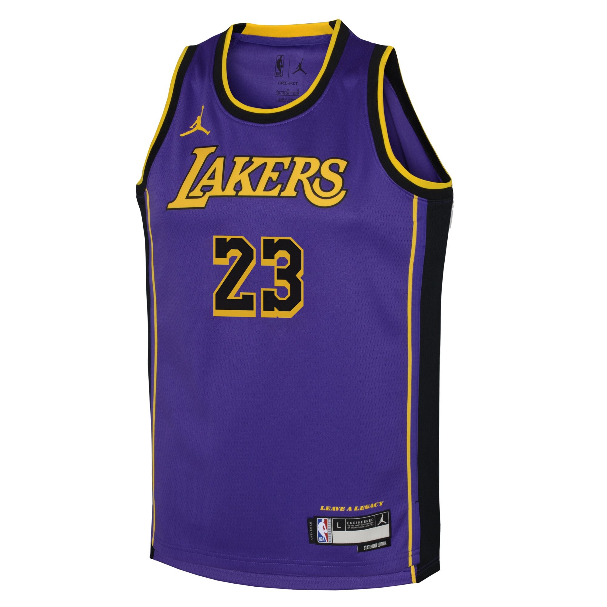 LeBron James Los Angeles Lakers Jordans Brand Youth Performance Swingman Jersey - Statement - Purple - vstockx